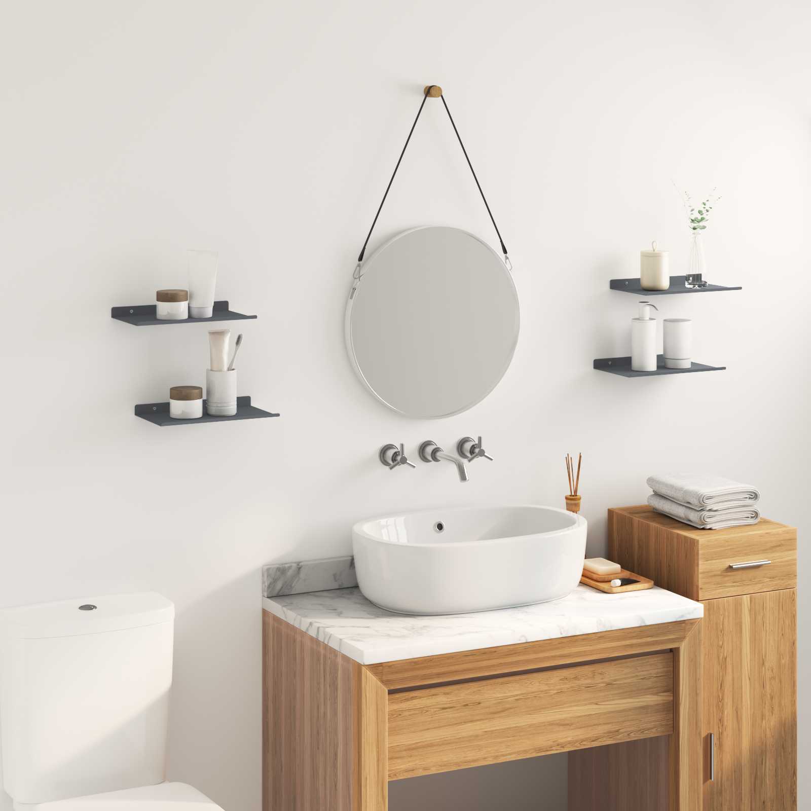 Schwebendes Regal 4 pcs Anthrazit 30 x 18 x 2,5 cm Stahl