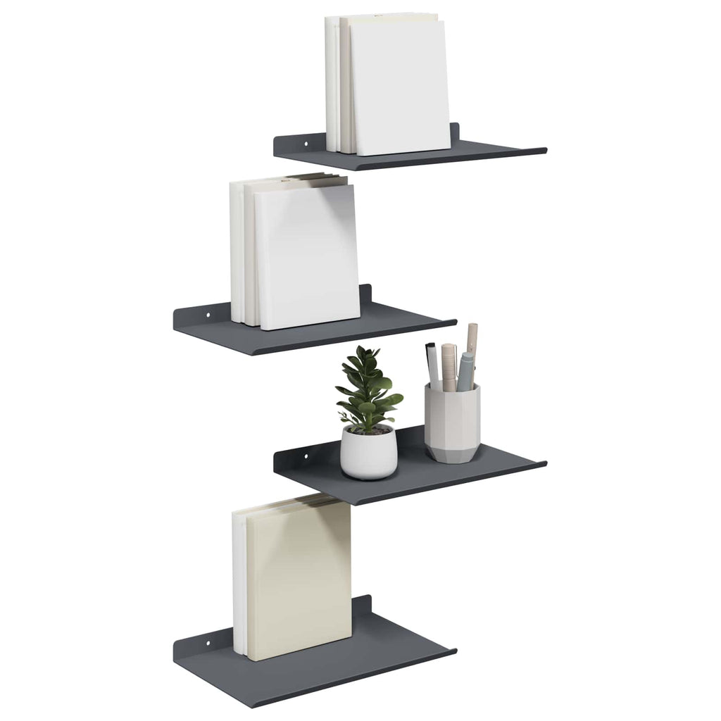 Schwebendes Regal 4 pcs Anthrazit 30 x 18 x 2,5 cm Stahl