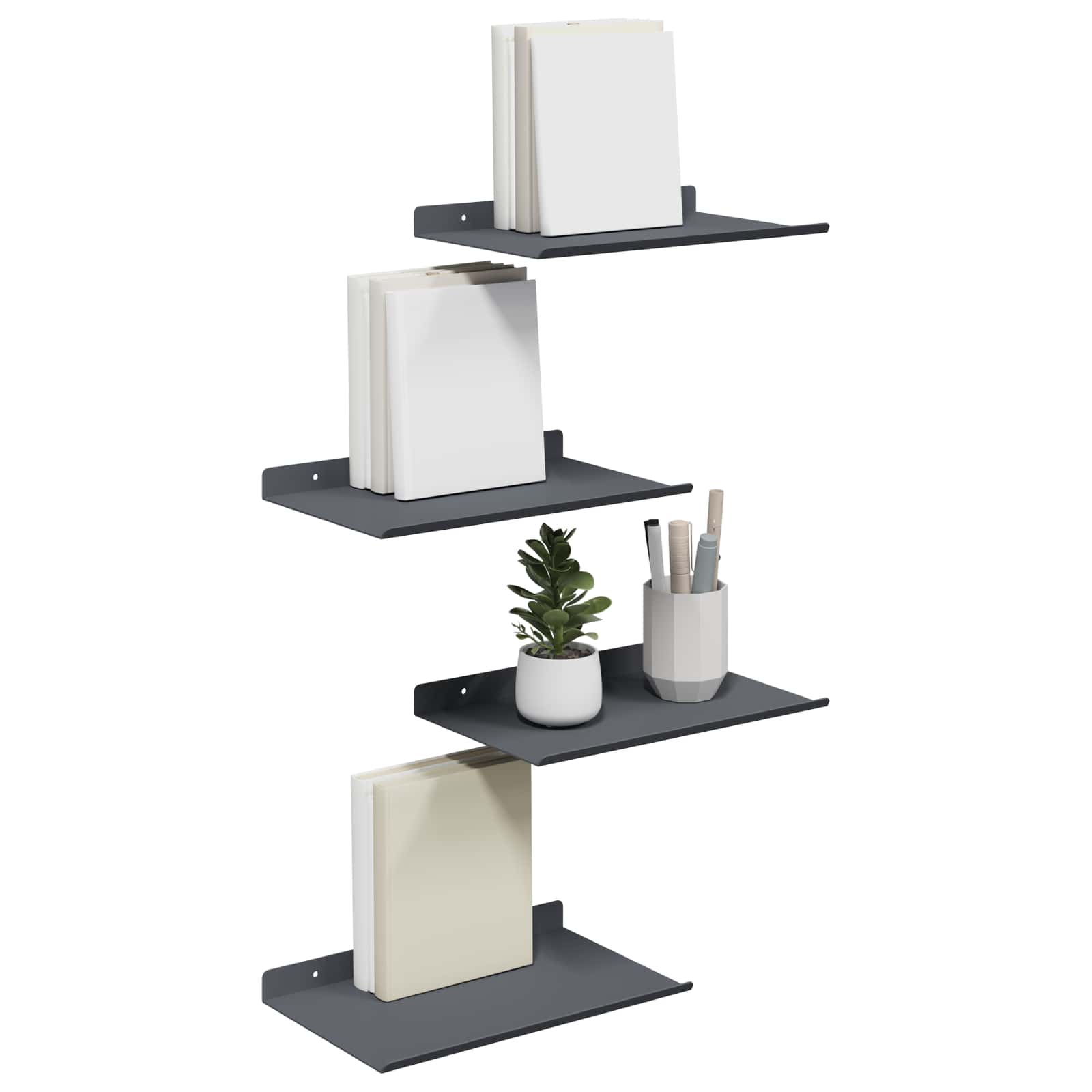 Schwebendes Regal 4 pcs Anthrazit 30 x 18 x 2,5 cm Stahl