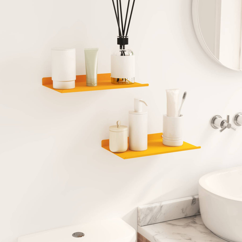 Schwebendes Regal 2 pcs Senfgelb 30 x 18 x 2,5 cm Stahl