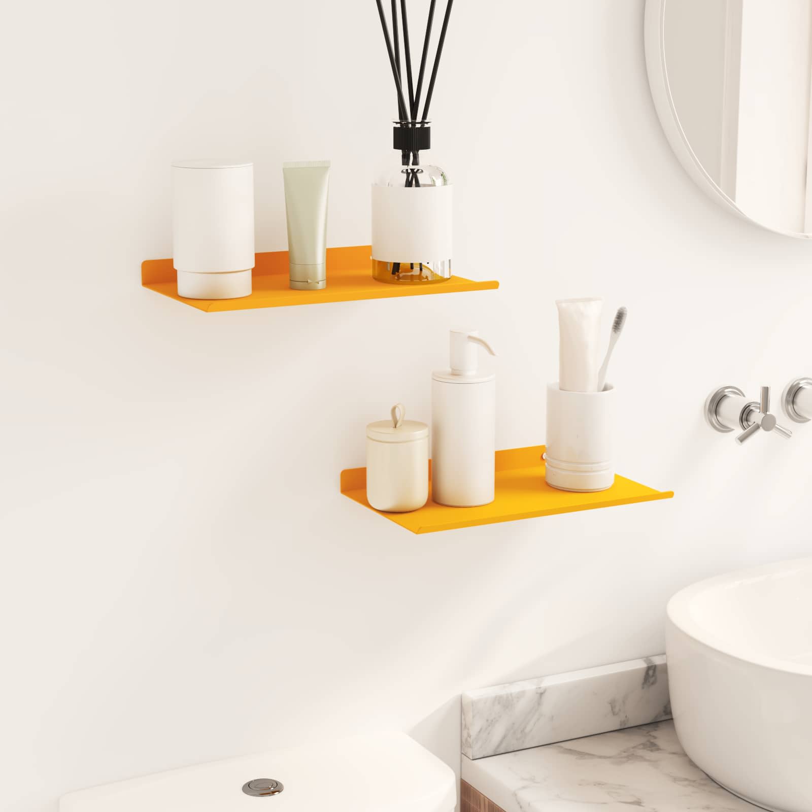 Schwebendes Regal 2 pcs Senfgelb 30 x 18 x 2,5 cm Stahl