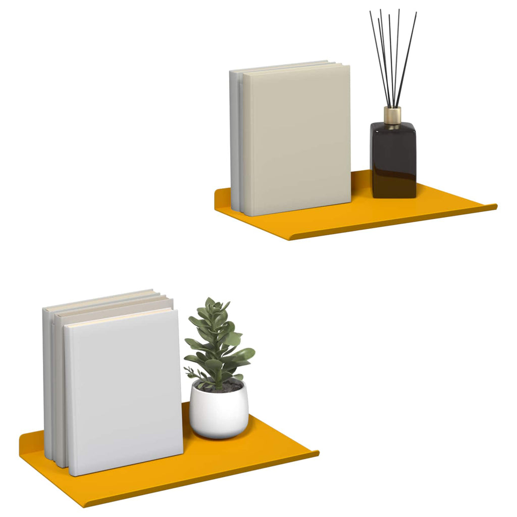 Schwebendes Regal 2 pcs Senfgelb 30 x 18 x 2,5 cm Stahl