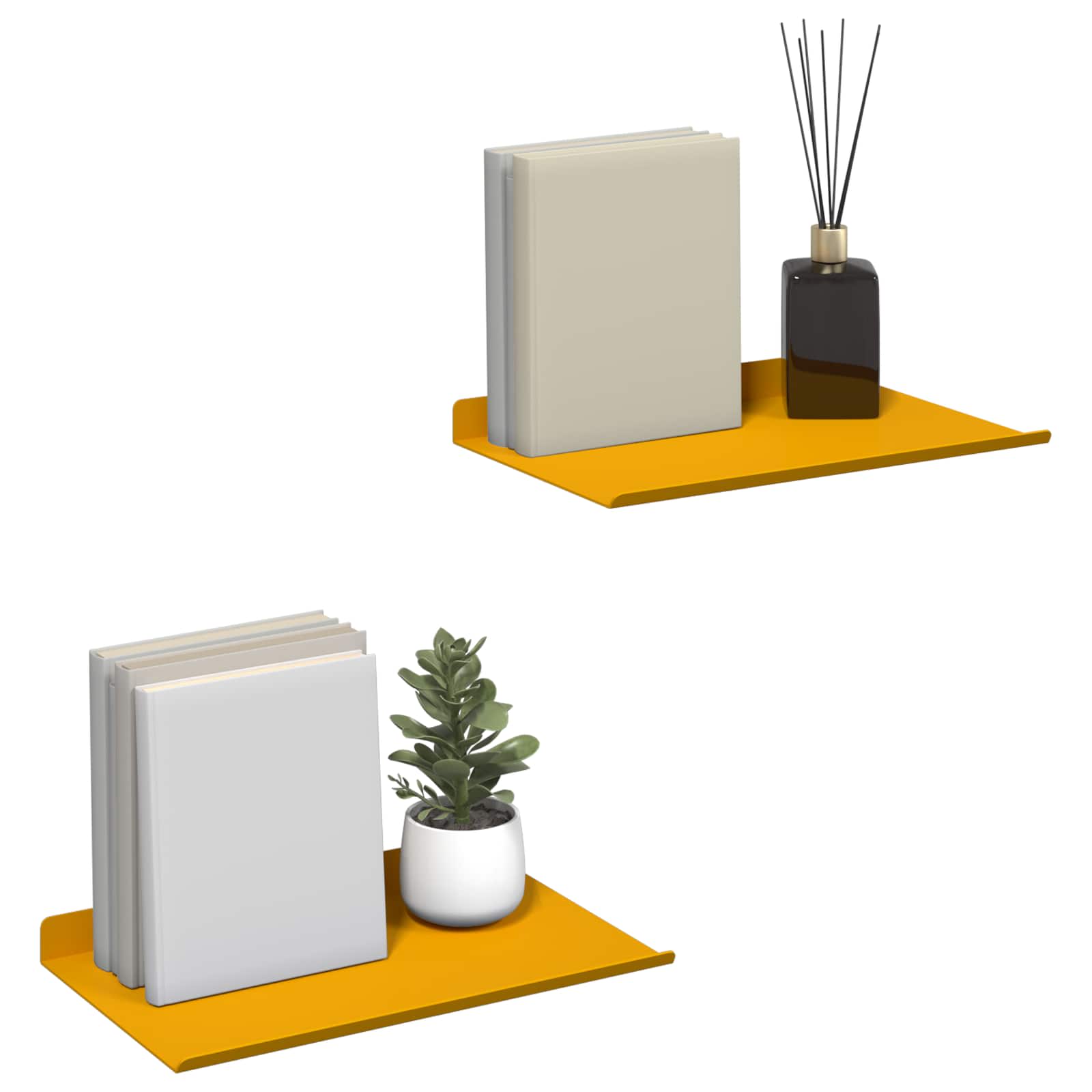Schwebendes Regal 2 pcs Senfgelb 30 x 18 x 2,5 cm Stahl