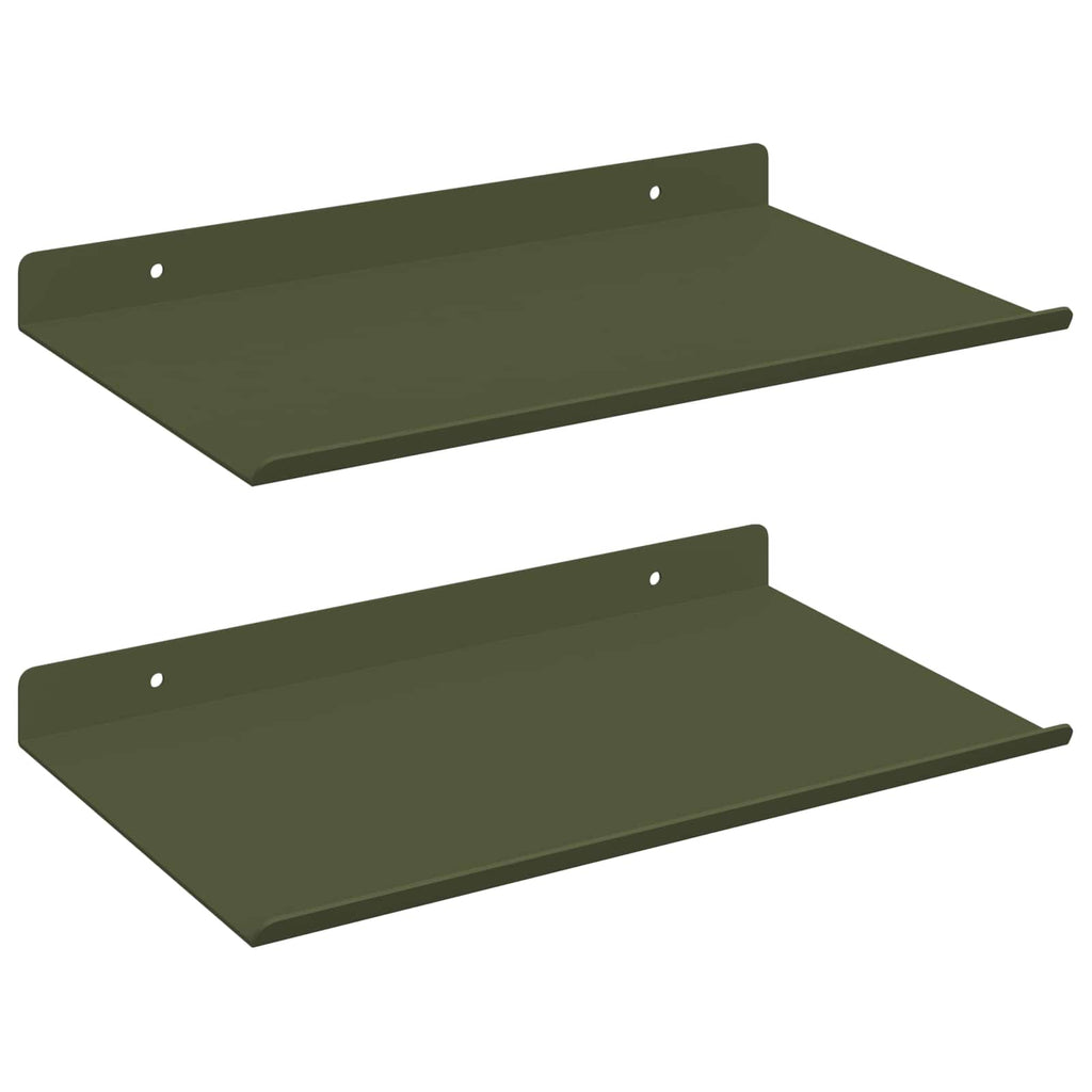 Schwebendes Regal 2 pcs Olive Grün 30 x 18 x 2,5 cm Stahl