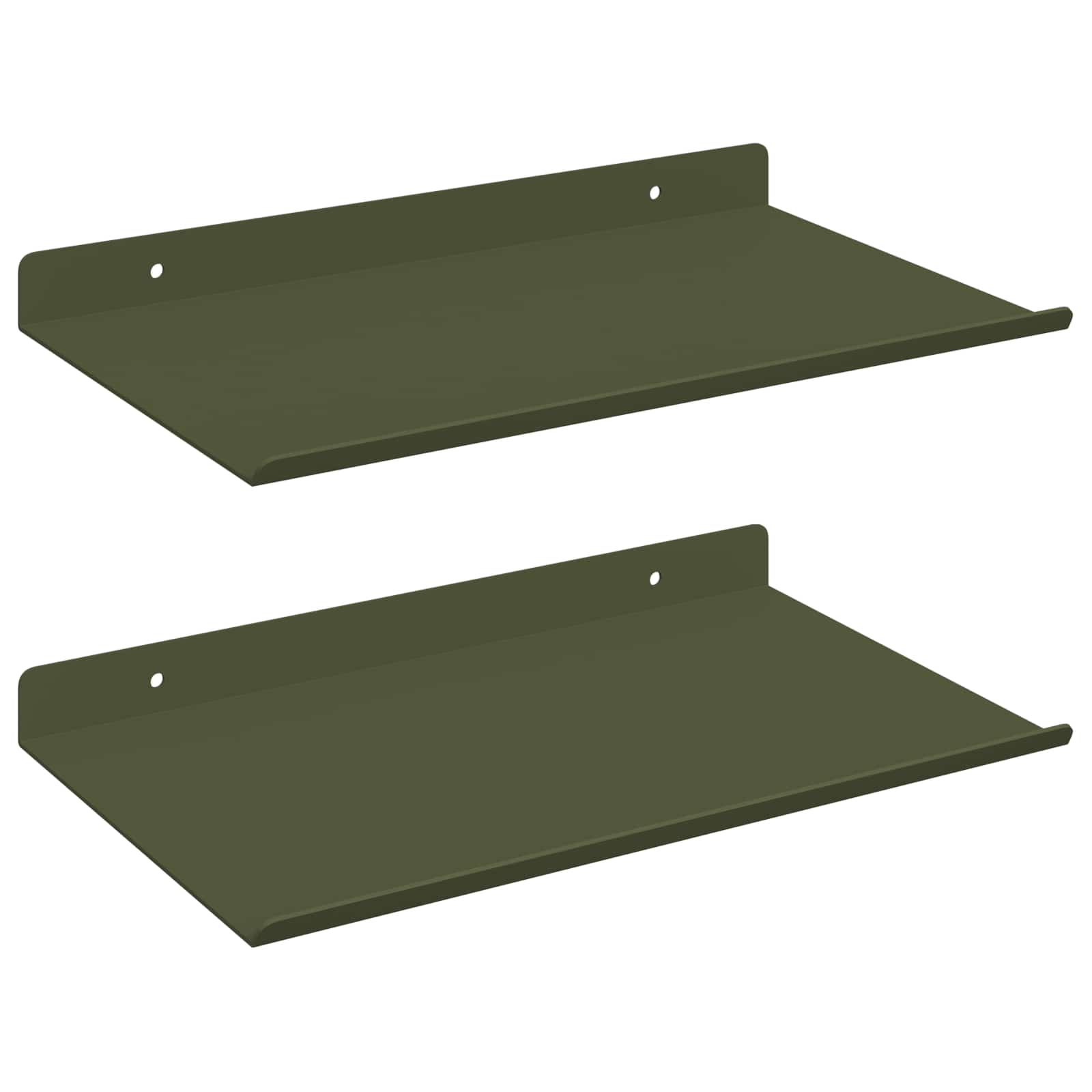 Schwebendes Regal 2 pcs Olive Grün 30 x 18 x 2,5 cm Stahl