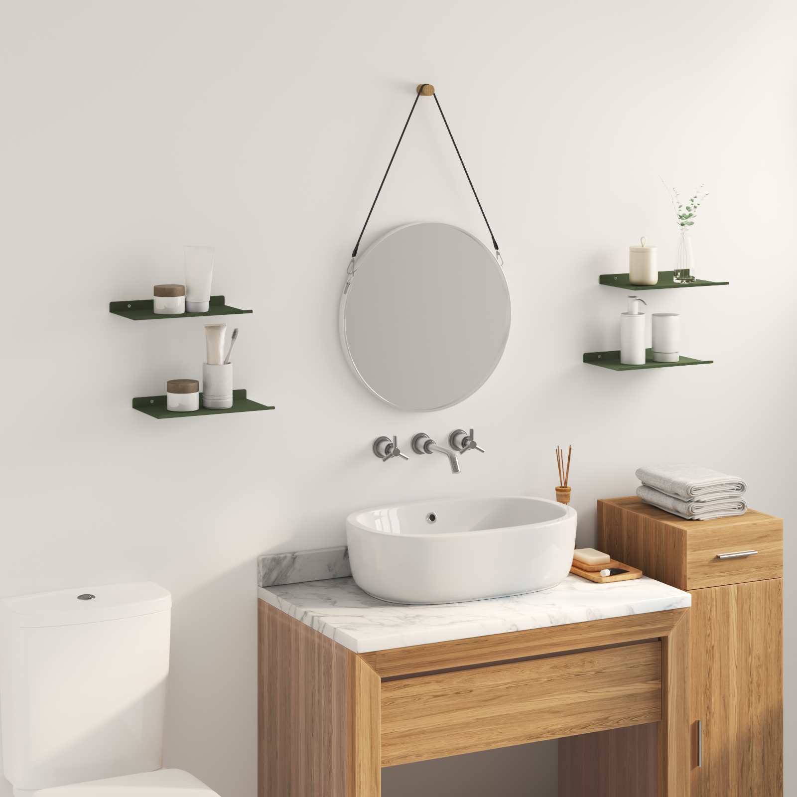 Schwebendes Regal 4 pcs Olive Grün 30 x 18 x 2,5 cm Stahl