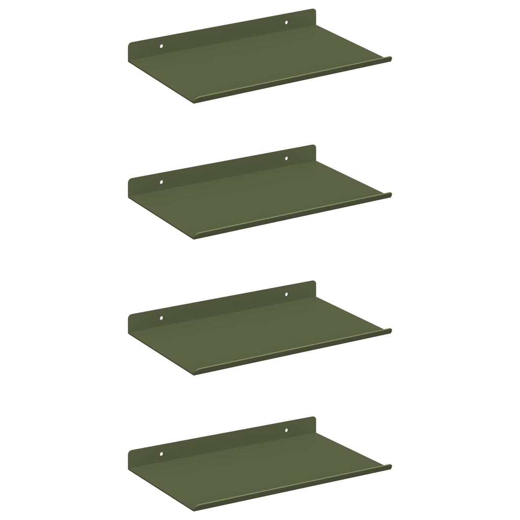 Schwebendes Regal 4 pcs Olive Grün 30 x 18 x 2,5 cm Stahl