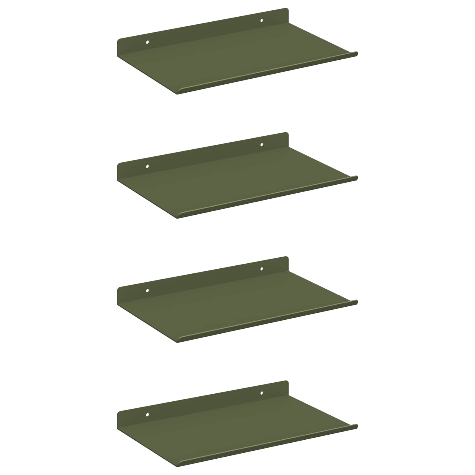 Schwebendes Regal 4 pcs Olive Grün 30 x 18 x 2,5 cm Stahl