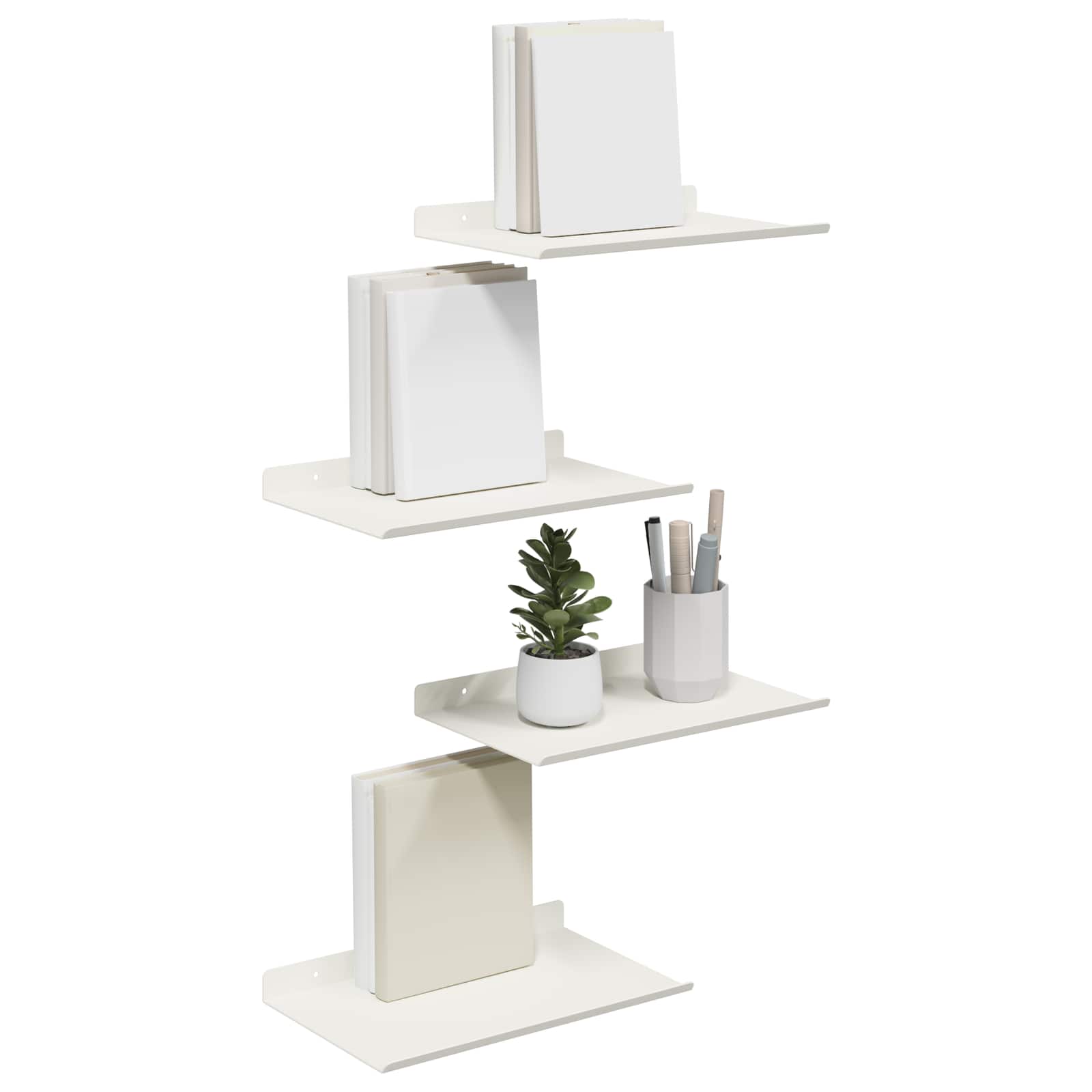 Schwebendes Regal 4 pcs Weiß 30 x 18 x 2,5 cm Stahl