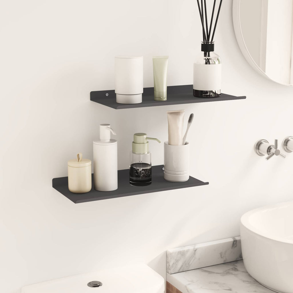 Schwebendes Regal 2 pcs Schwarz 40 x 17,5 x 2,5 cm Stahl