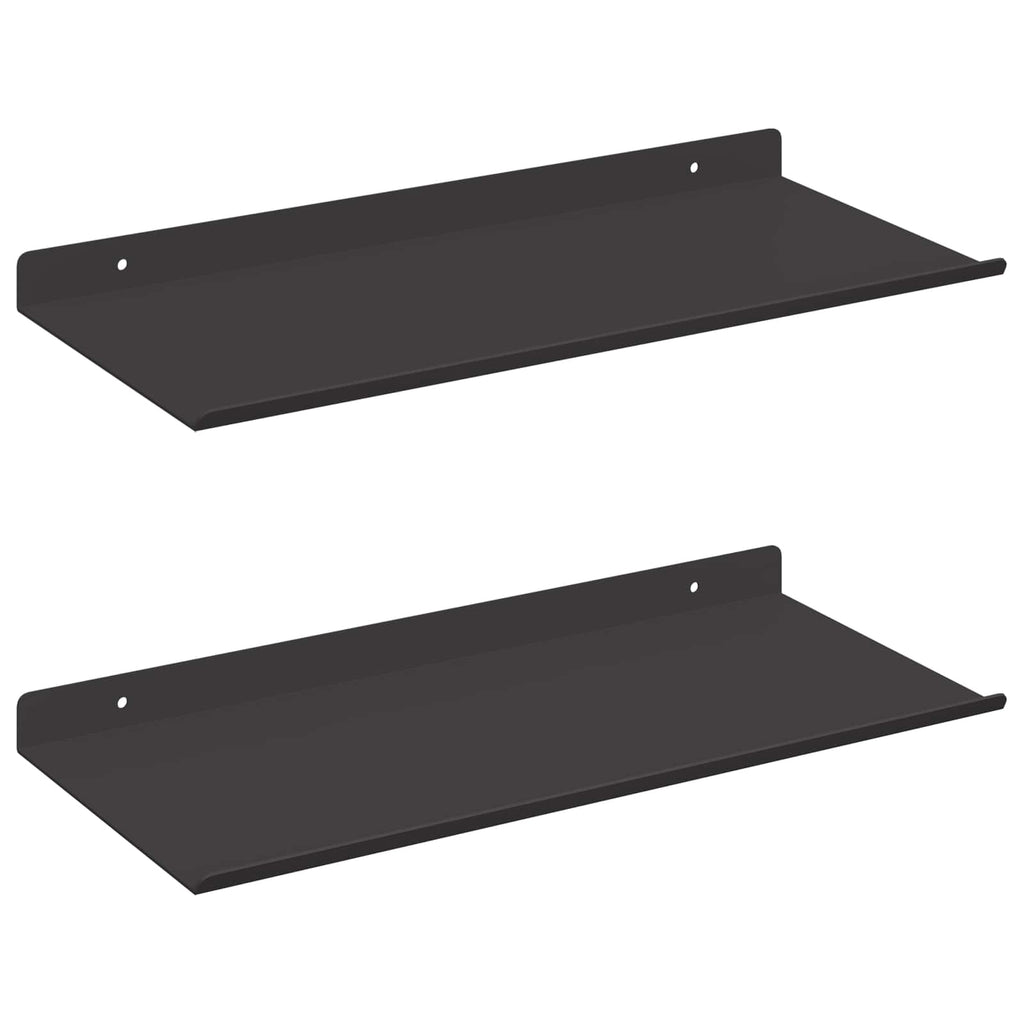 Schwebendes Regal 2 pcs Schwarz 40 x 17,5 x 2,5 cm Stahl