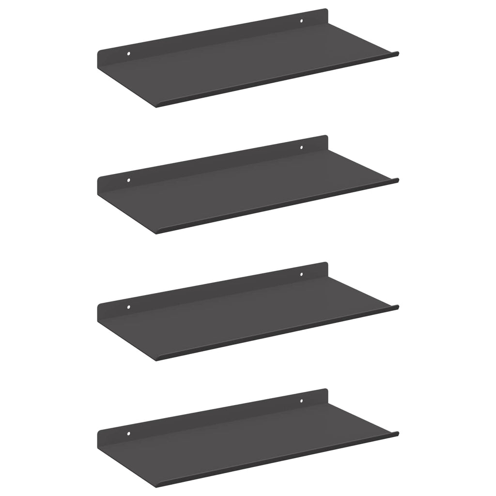 Schwebendes Regal 4 pcs Schwarz 40 x 18 x 2,5 cm Stahl