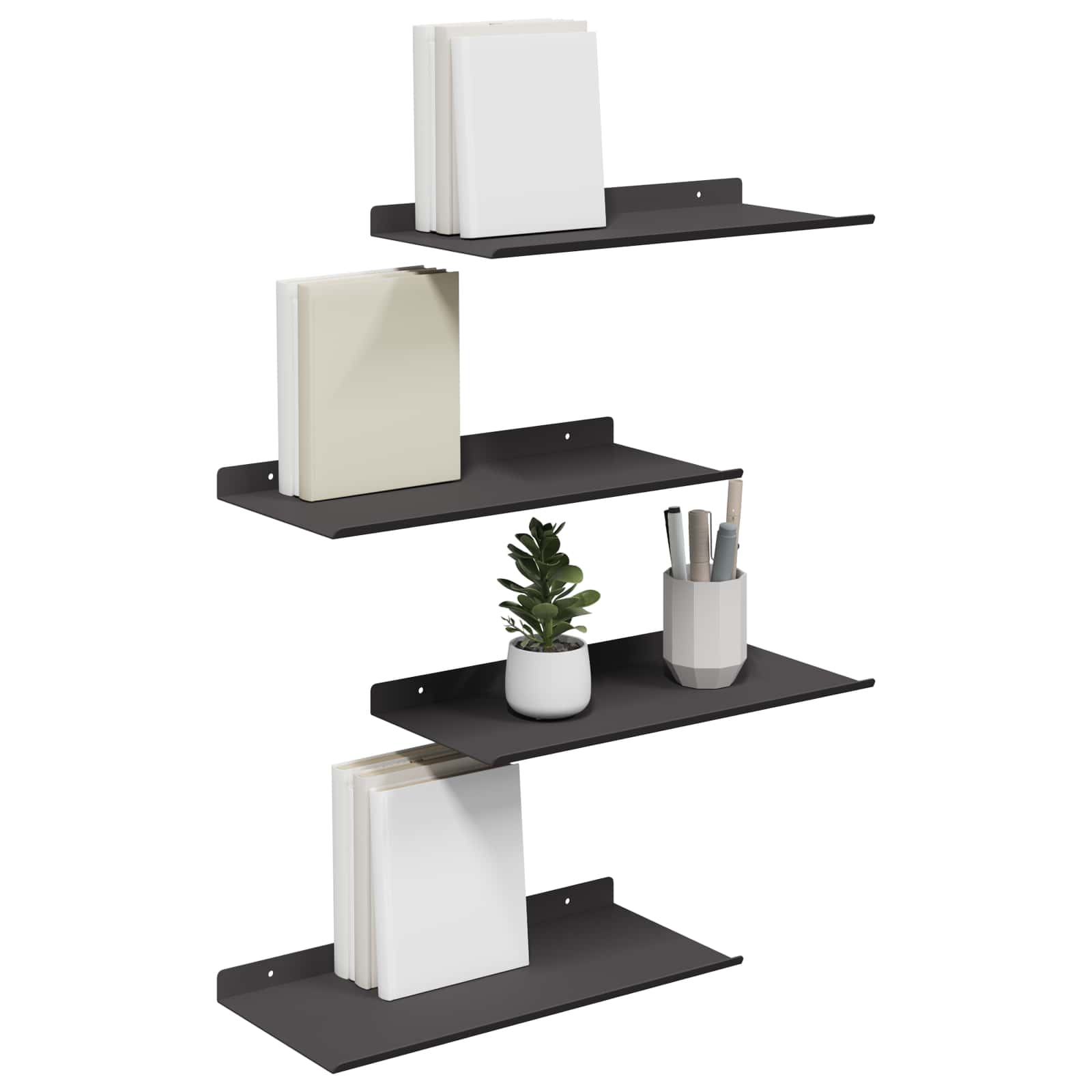 Schwebendes Regal 4 pcs Schwarz 40 x 18 x 2,5 cm Stahl