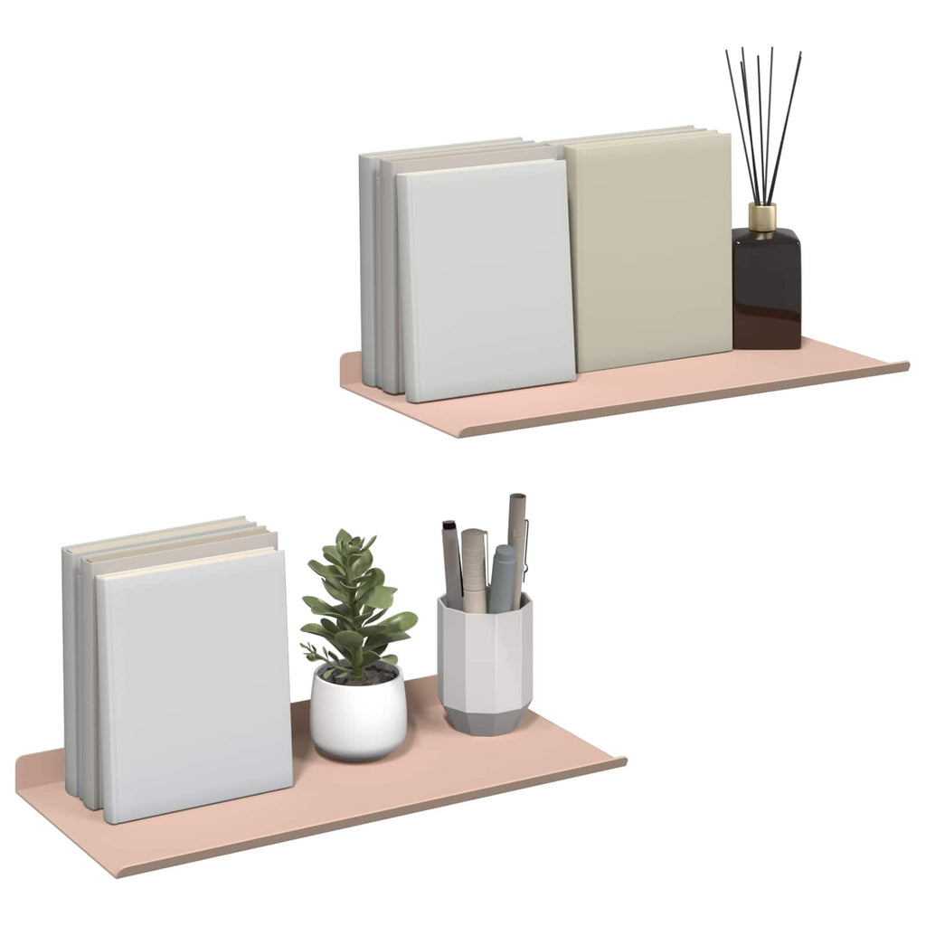 Schwebendes Regal 2 pcs Rosa 40 x 18 x 2,5 cm Stahl