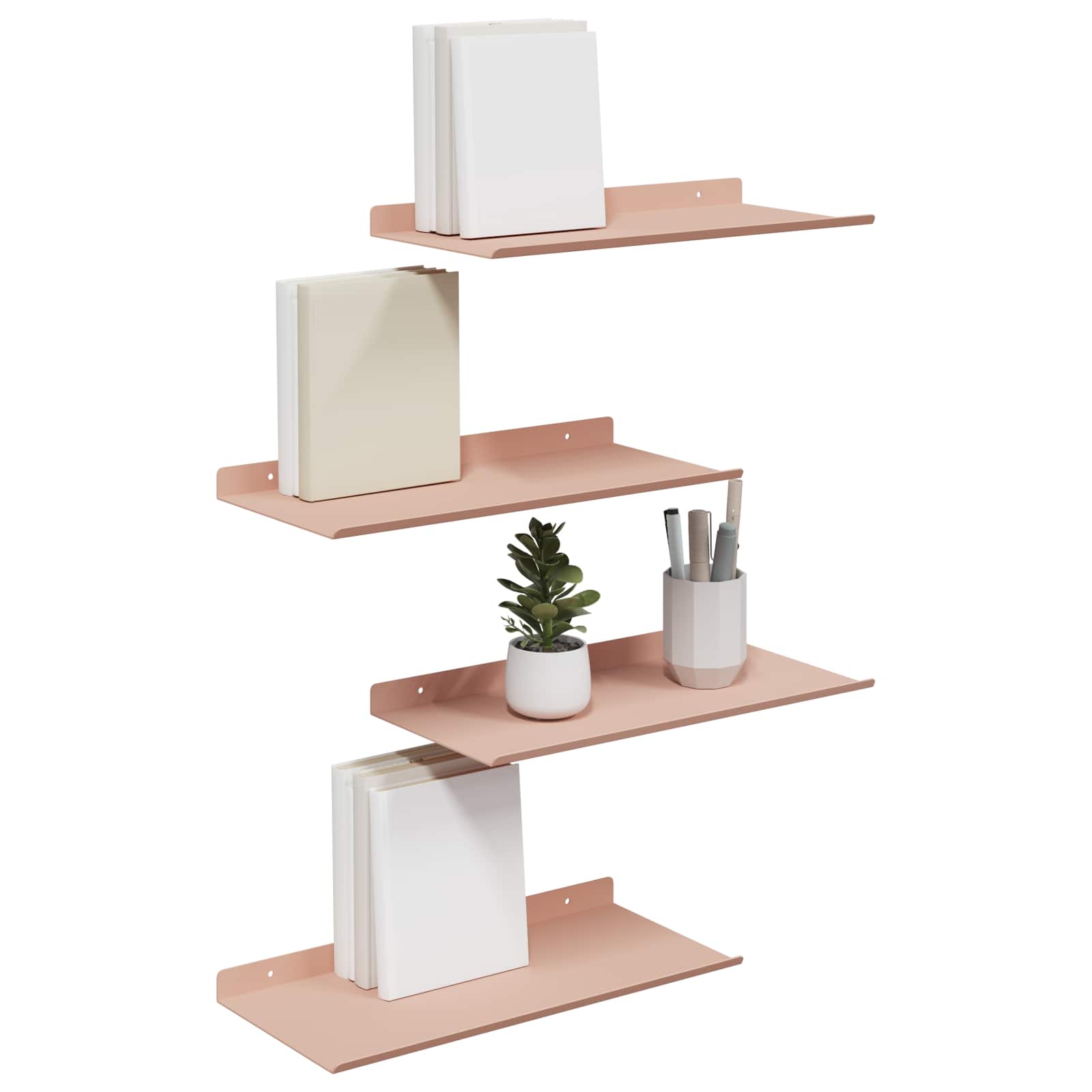 Schwebendes Regal 4 pcs Rosa 40 x 18 x 2,5 cm Stahl