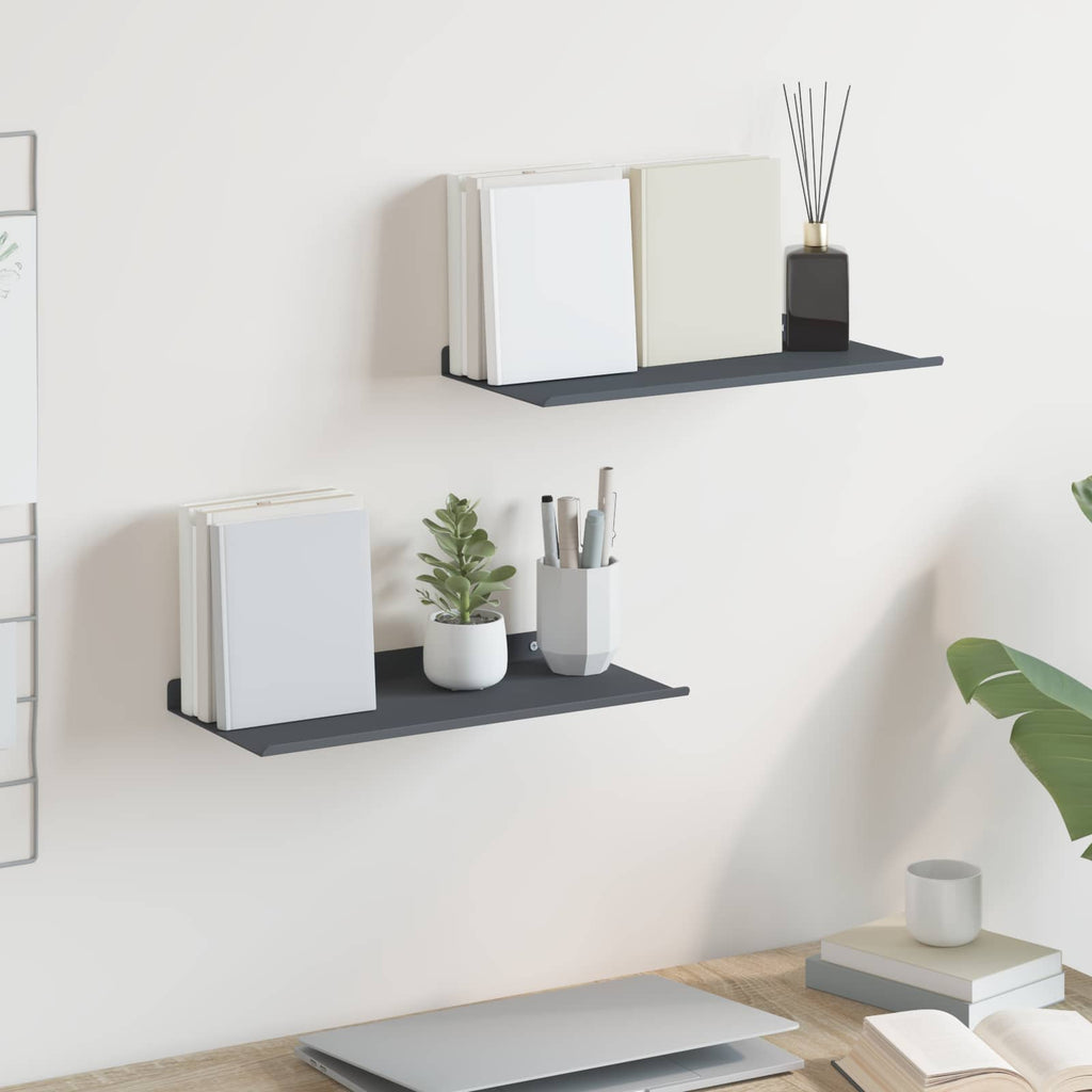 Schwebendes Regal 2 pcs Anthrazit 40 x 18 x 2,5 cm Stahl