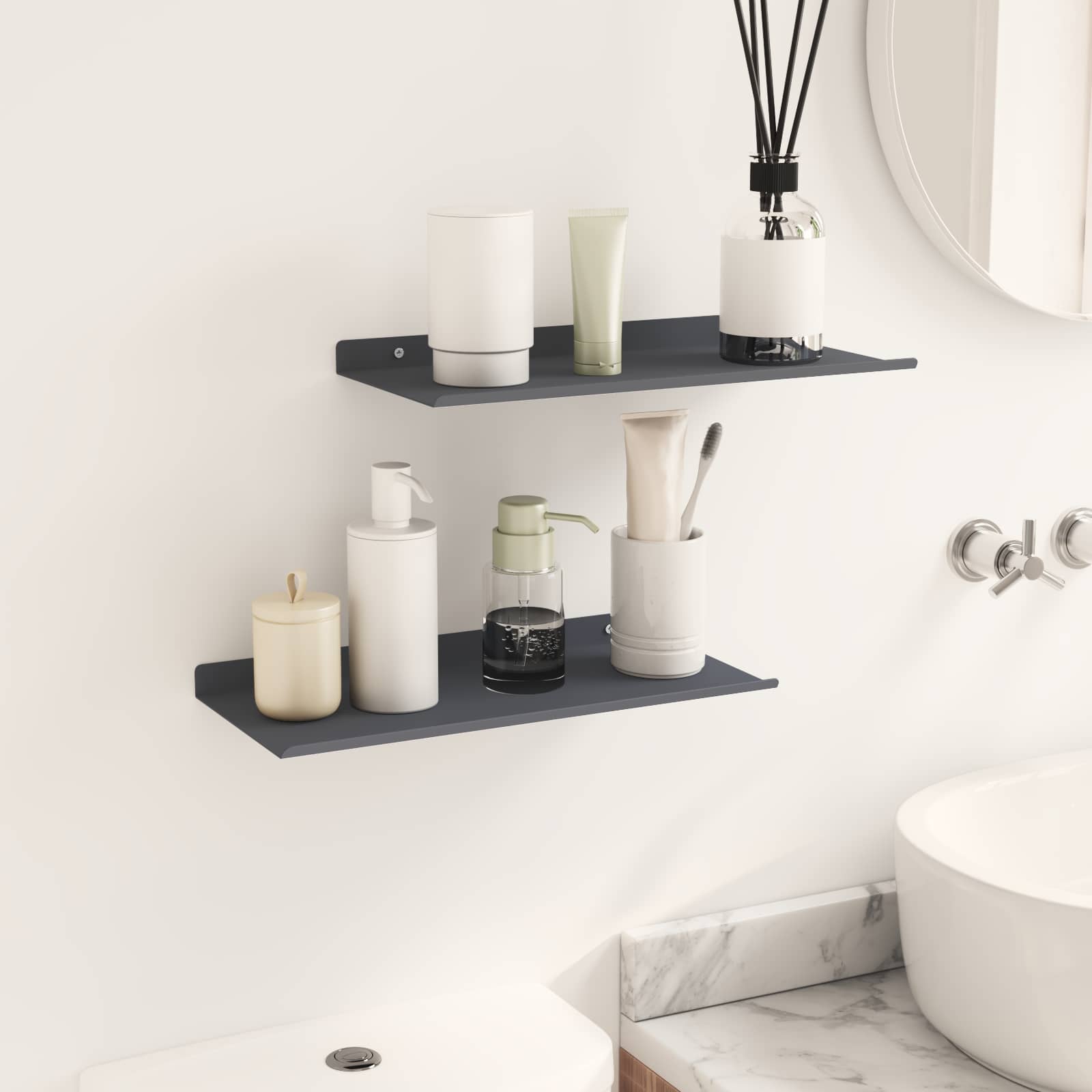 Schwebendes Regal 2 pcs Anthrazit 40 x 18 x 2,5 cm Stahl