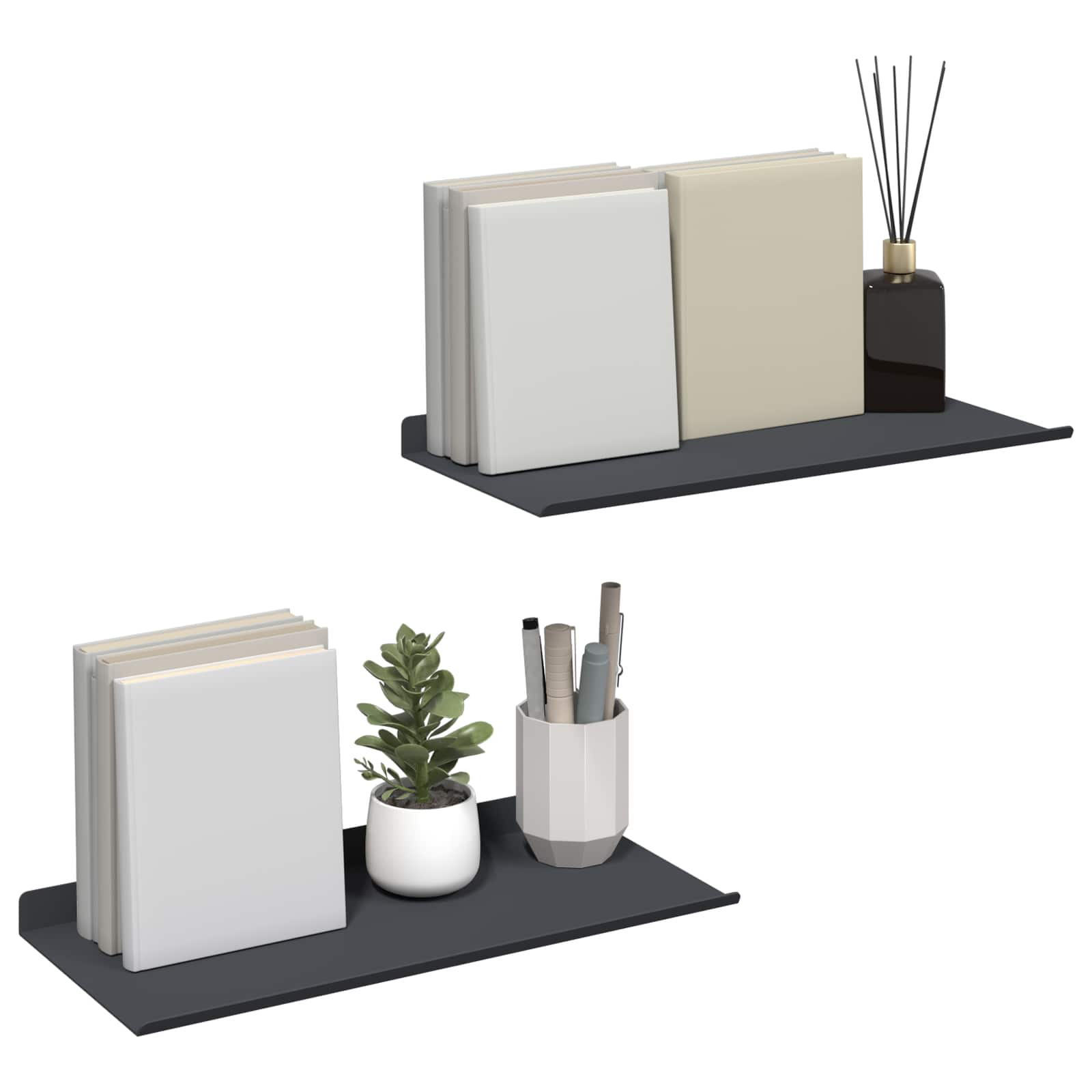 Schwebendes Regal 2 pcs Anthrazit 40 x 18 x 2,5 cm Stahl
