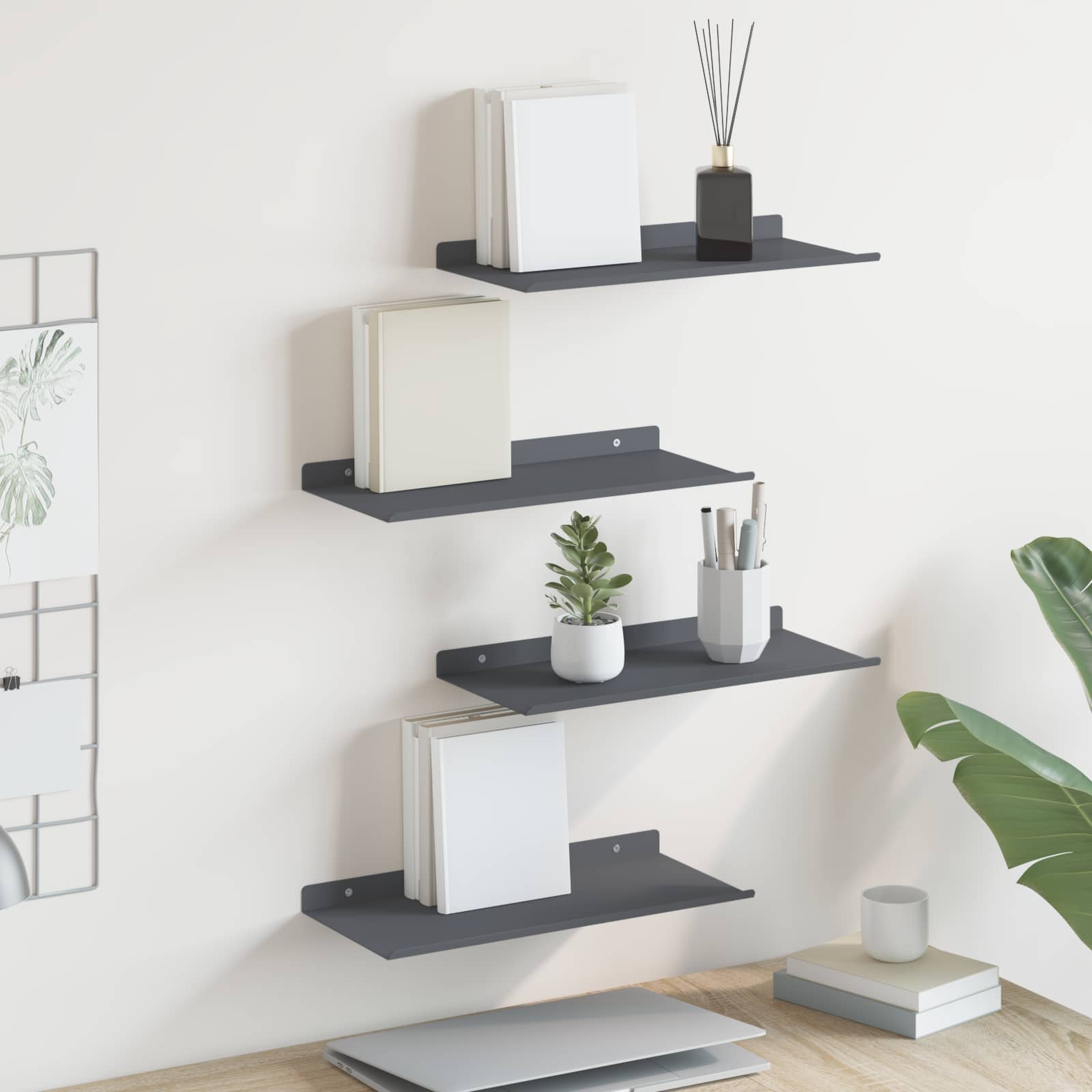 Schwebendes Regal 4 pcs Anthrazit 40 x 18 x 2,5 cm Stahl