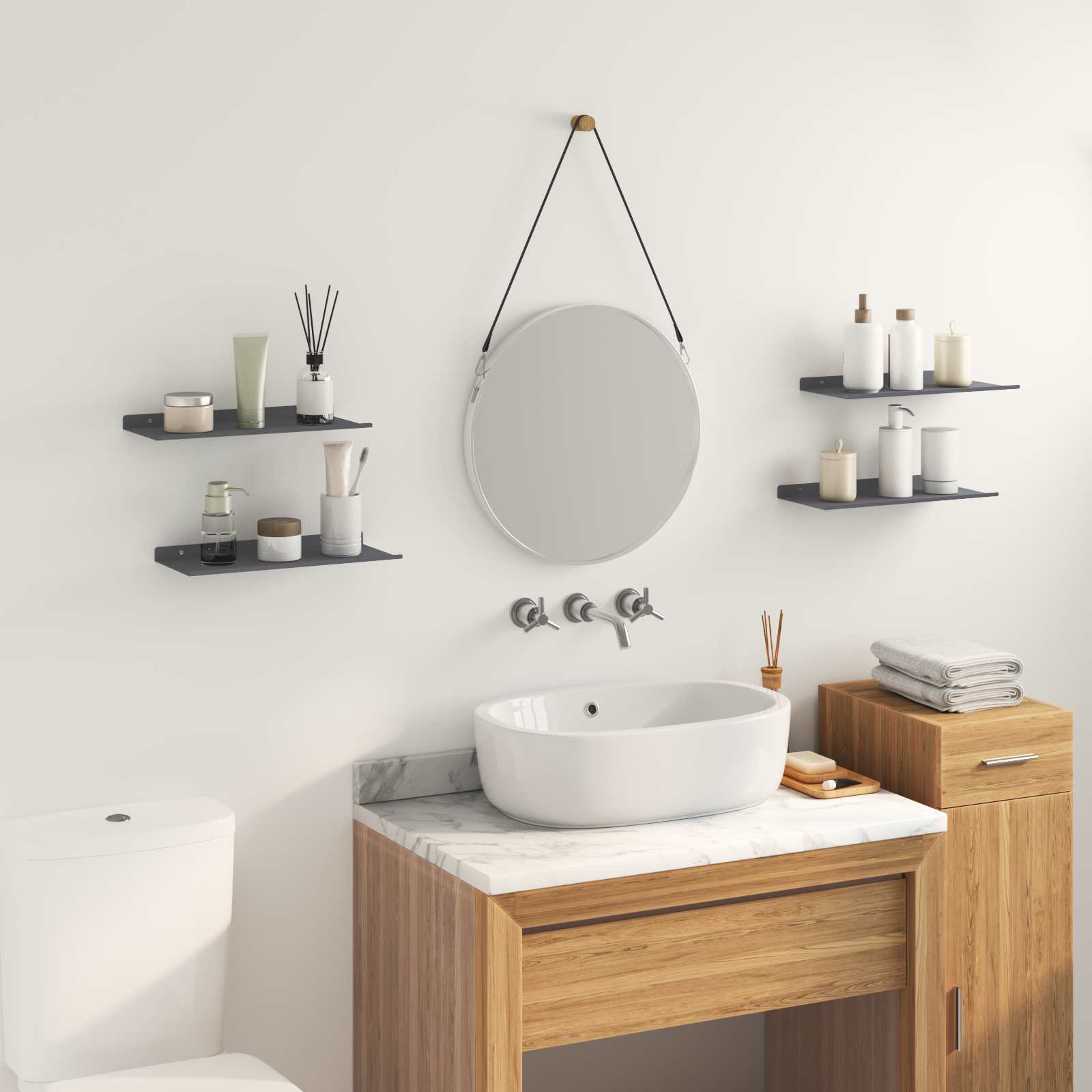 Schwebendes Regal 4 pcs Anthrazit 40 x 18 x 2,5 cm Stahl
