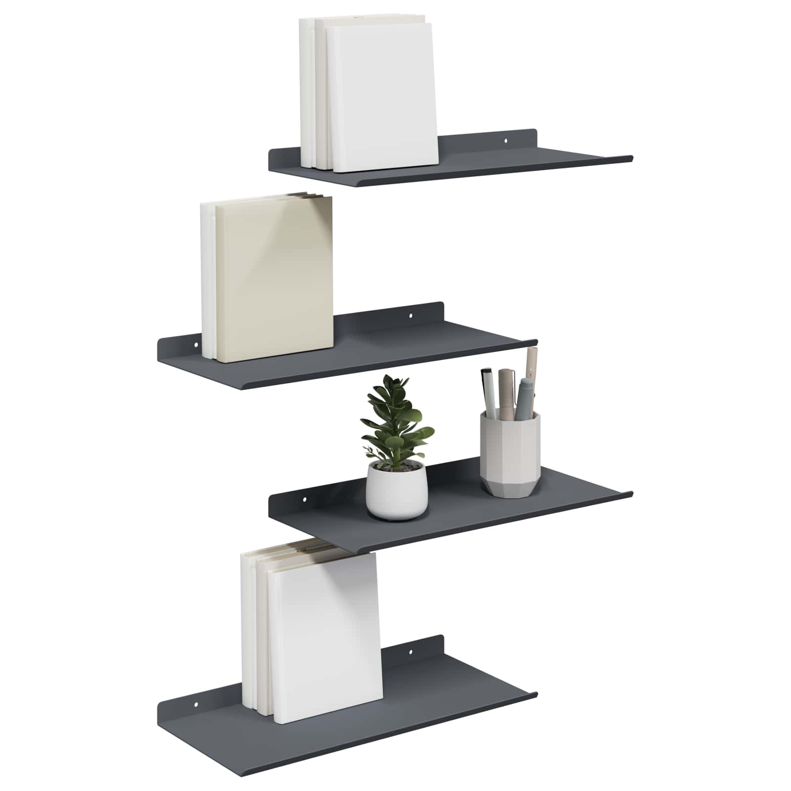 Schwebendes Regal 4 pcs Anthrazit 40 x 18 x 2,5 cm Stahl