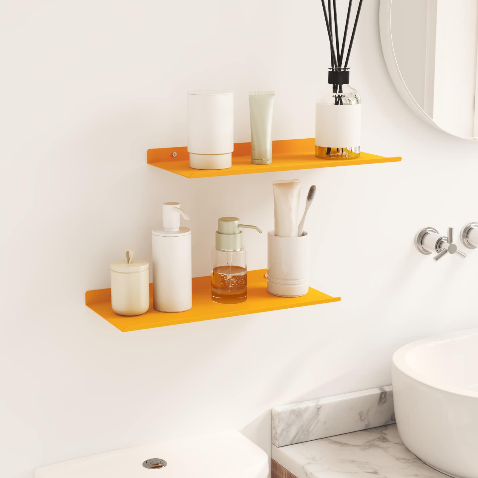 Schwebendes Regal 2 pcs Senfgelb 40 x 18 x 2,5 cm Stahl