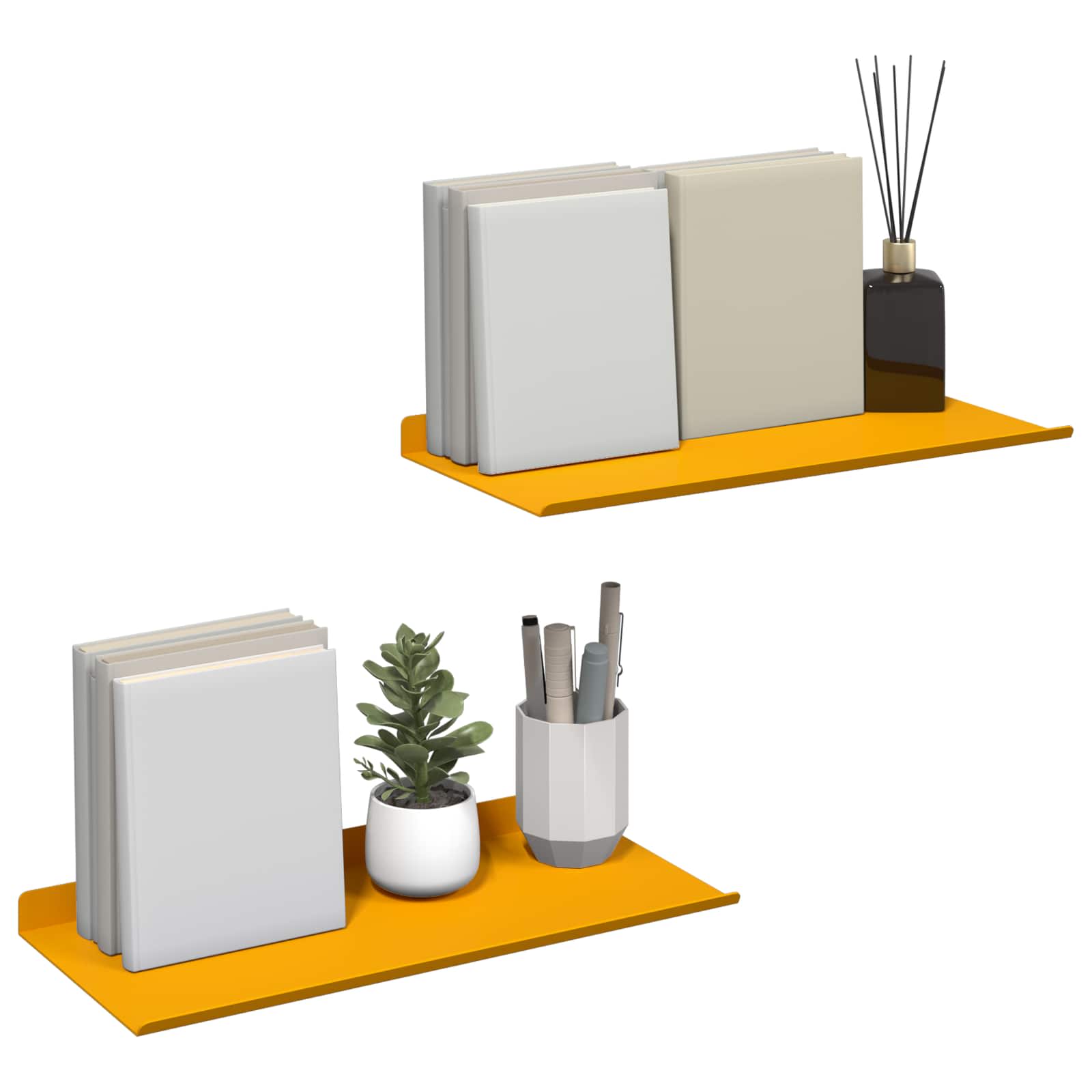 Schwebendes Regal 2 pcs Senfgelb 40 x 18 x 2,5 cm Stahl