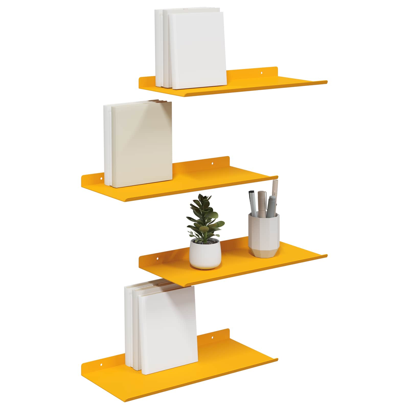 Schwebendes Regal 4 pcs Senfgelb 40 x 18 x 2,5 cm Stahl