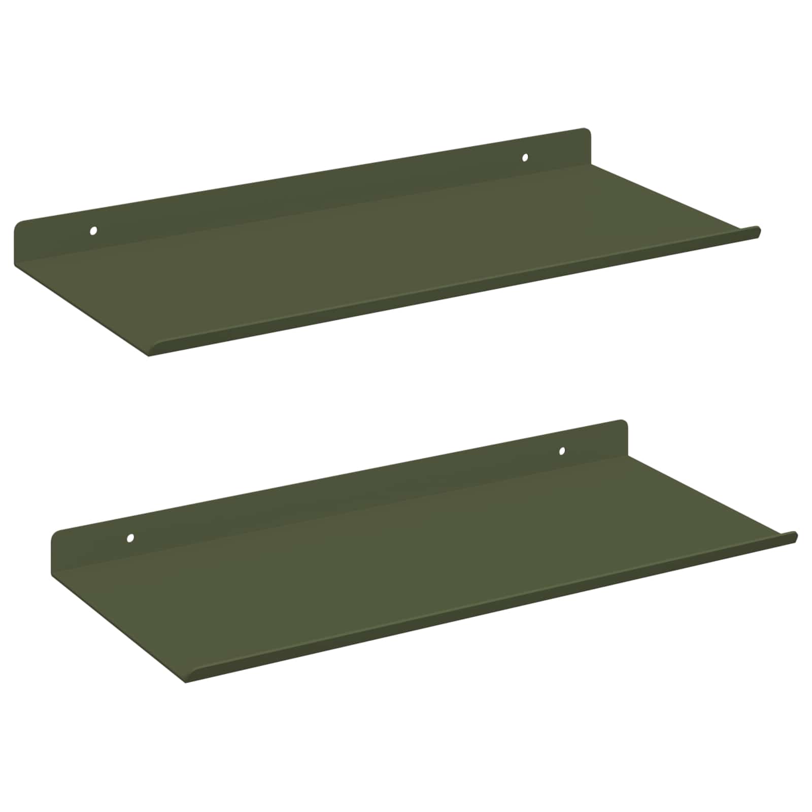Schwebendes Regal 2 pcs Olive Grün 40 x 18 x 2,5 cm Stahl