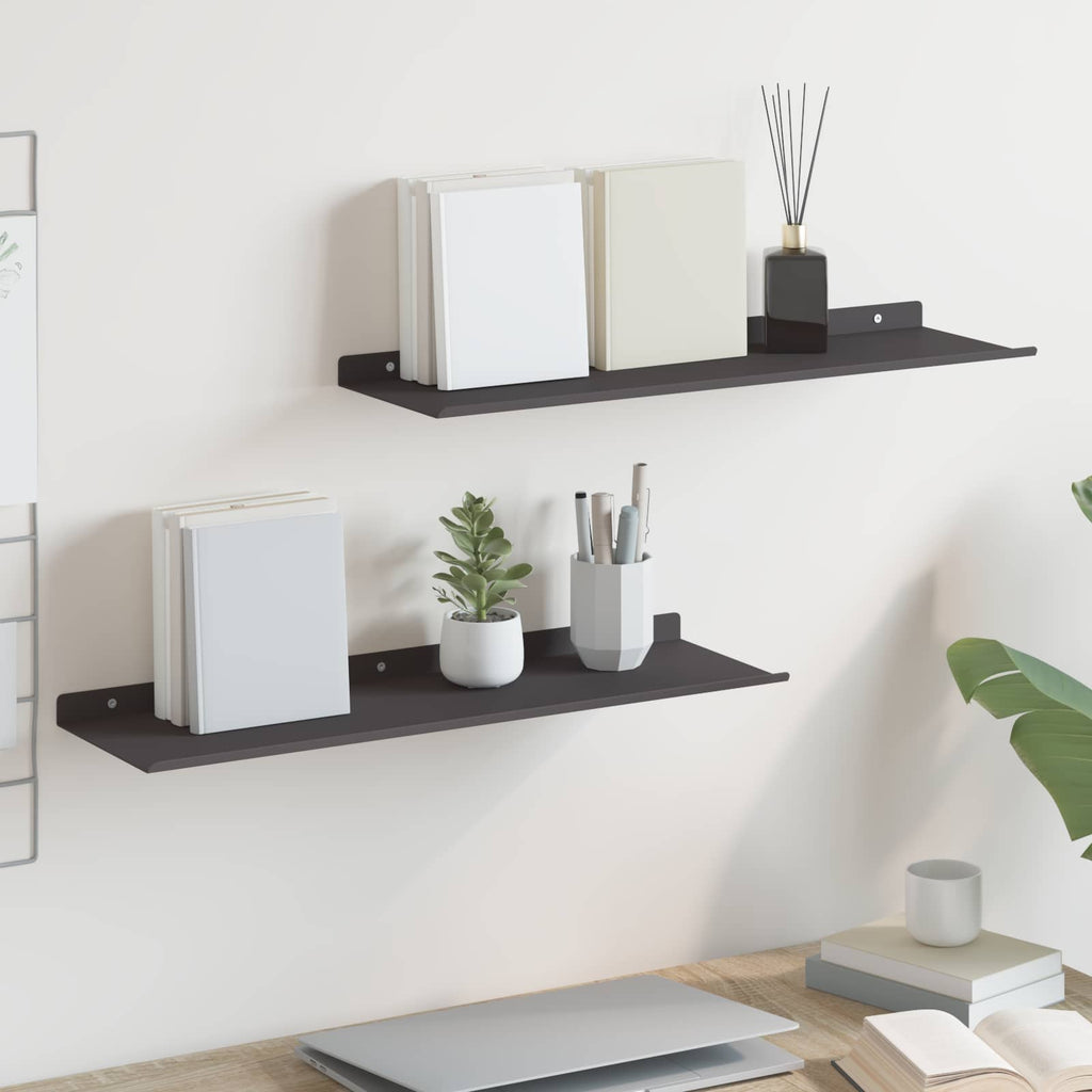 Schwebendes Regal 2 pcs Schwarz 60 x 18 x 2,5 cm Stahl