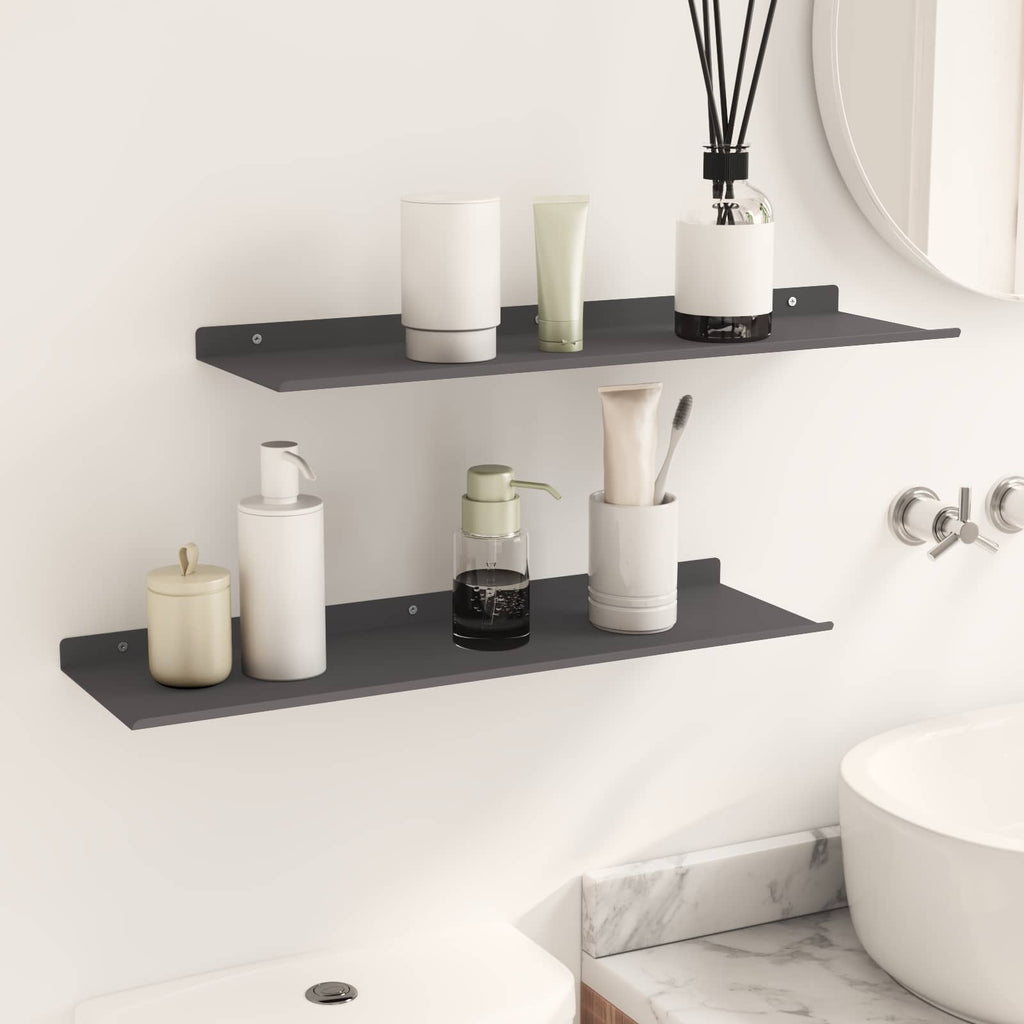 Schwebendes Regal 2 pcs Schwarz 60 x 18 x 2,5 cm Stahl