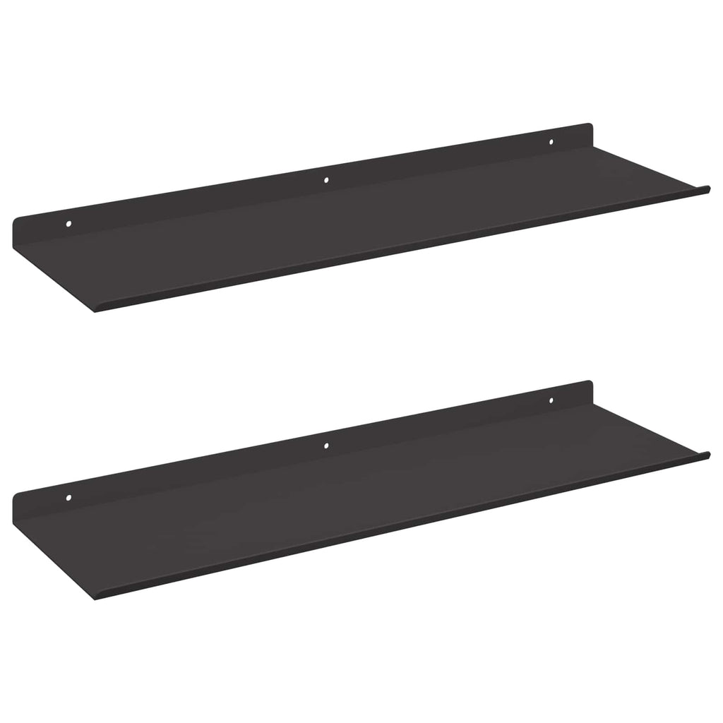 Schwebendes Regal 2 pcs Schwarz 60 x 18 x 2,5 cm Stahl