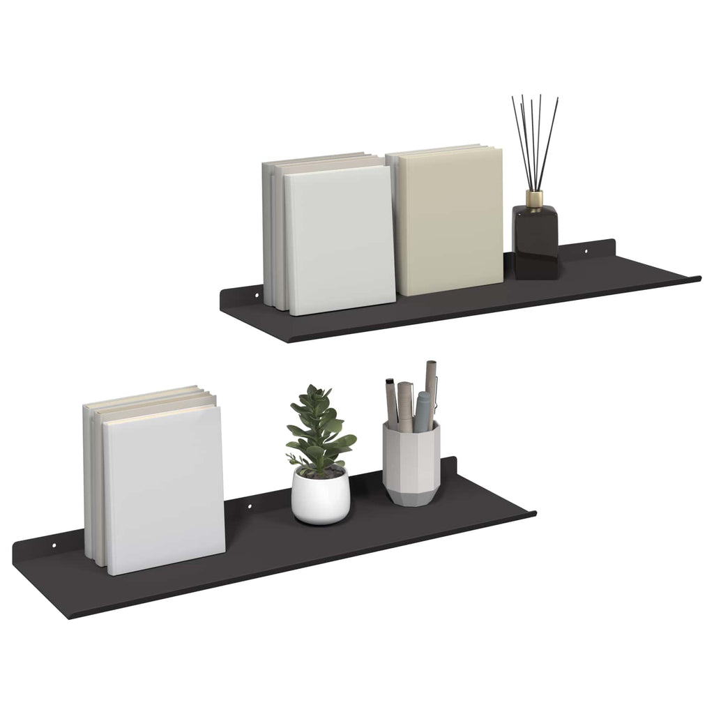 Schwebendes Regal 2 pcs Schwarz 60 x 18 x 2,5 cm Stahl