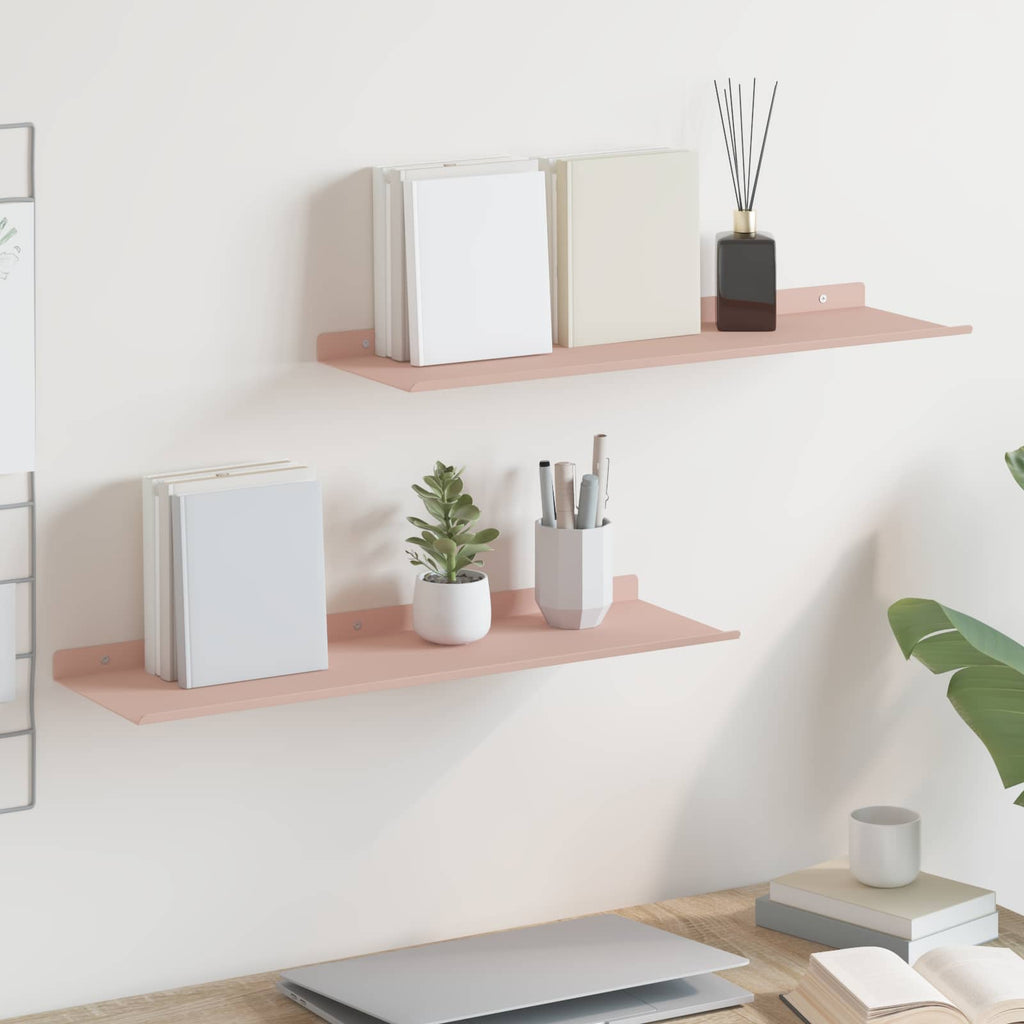 Schwebendes Regal 2 pcs Rosa 60 x 18 x 2,5 cm Stahl