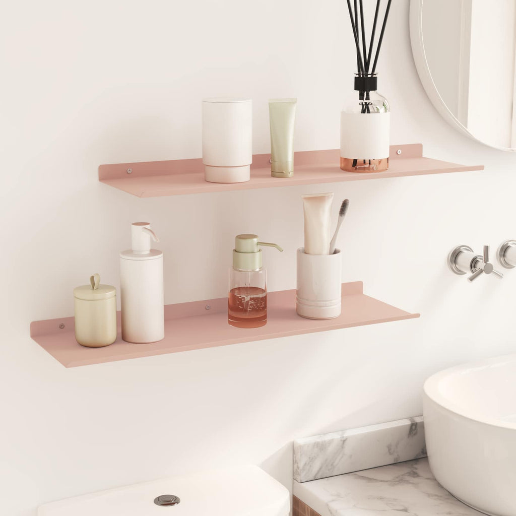 Schwebendes Regal 2 pcs Rosa 60 x 18 x 2,5 cm Stahl