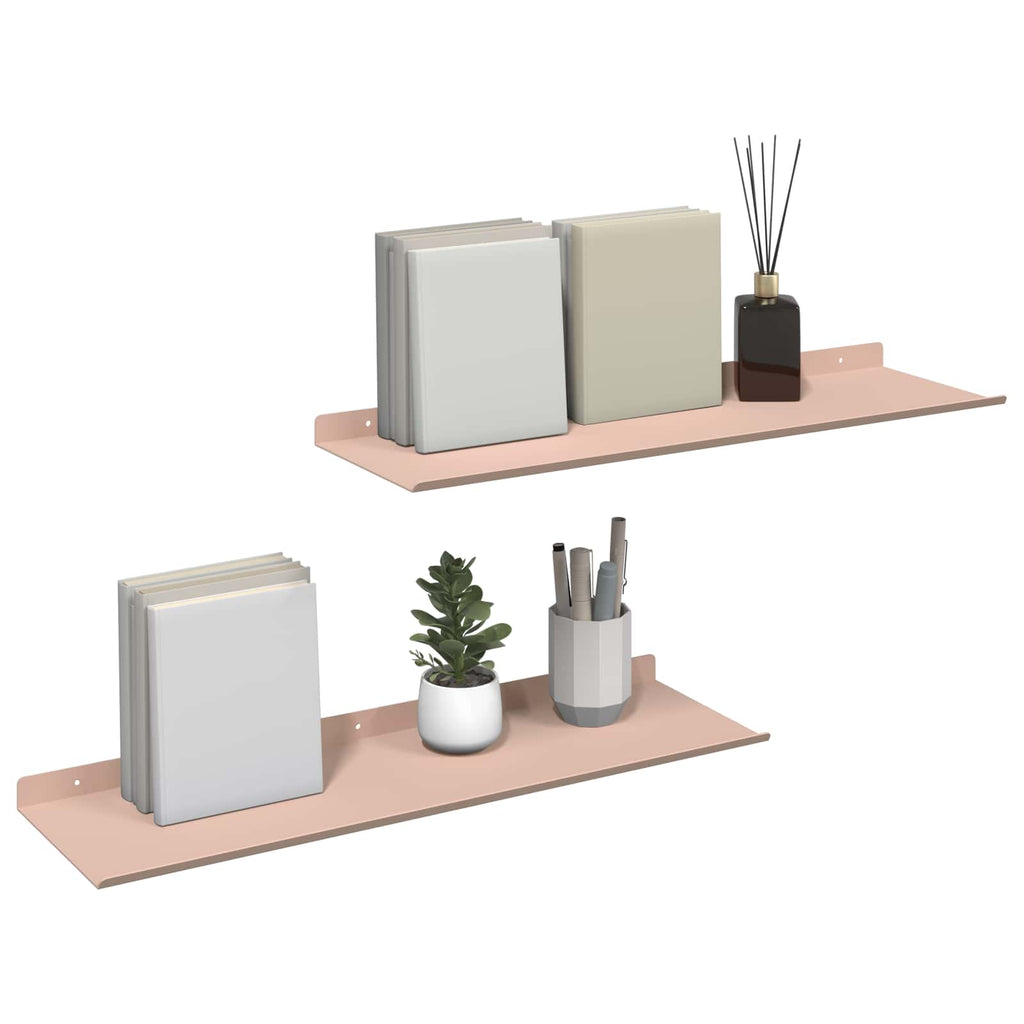 Schwebendes Regal 2 pcs Rosa 60 x 18 x 2,5 cm Stahl
