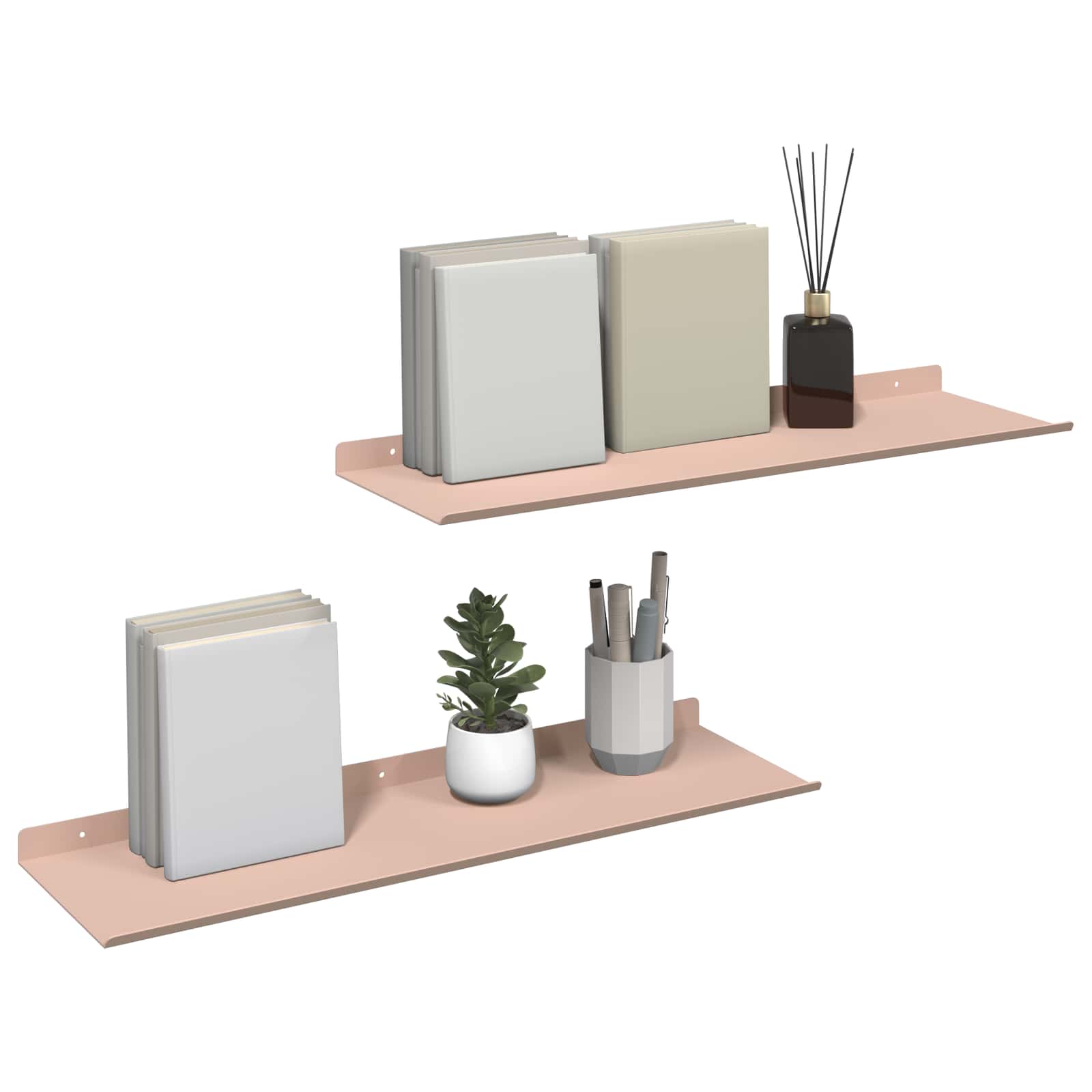Schwebendes Regal 2 pcs Rosa 60 x 18 x 2,5 cm Stahl