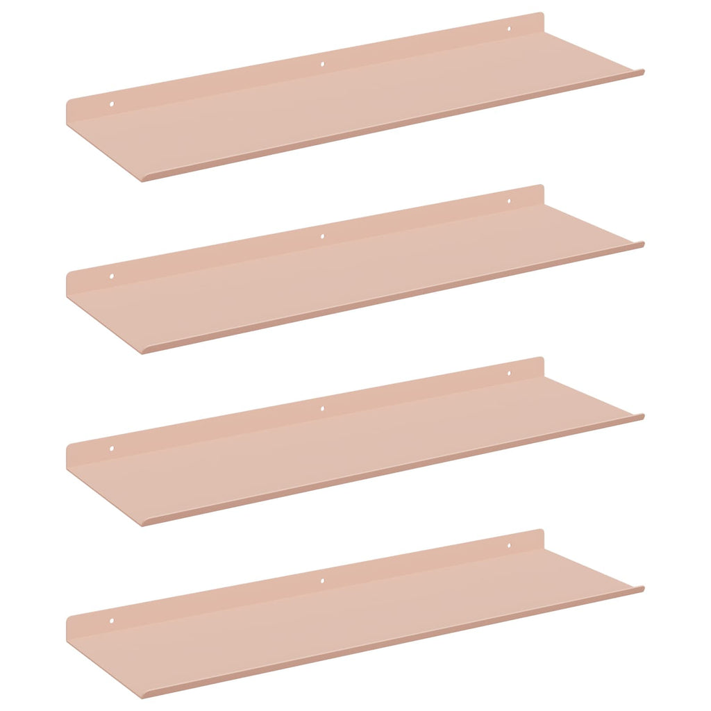 Schwebendes Regal 4 pcs Rosa 60 x 18 x 2,5 cm Stahl