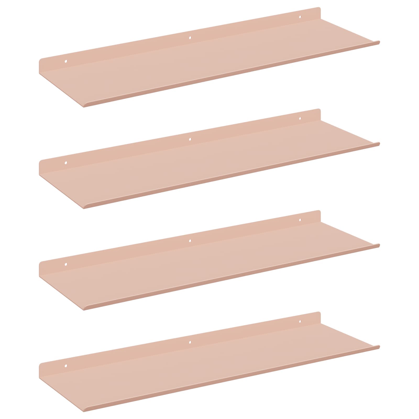 Schwebendes Regal 4 pcs Rosa 60 x 18 x 2,5 cm Stahl