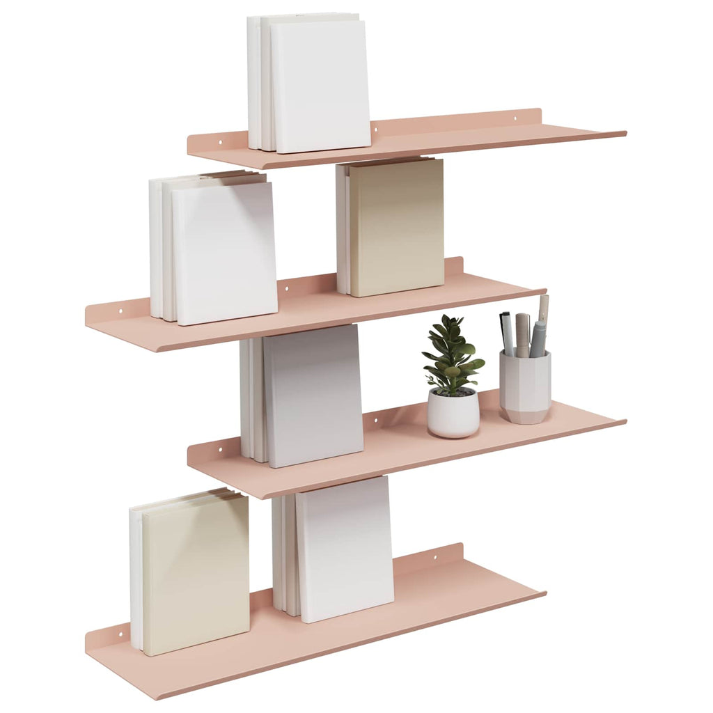 Schwebendes Regal 4 pcs Rosa 60 x 18 x 2,5 cm Stahl