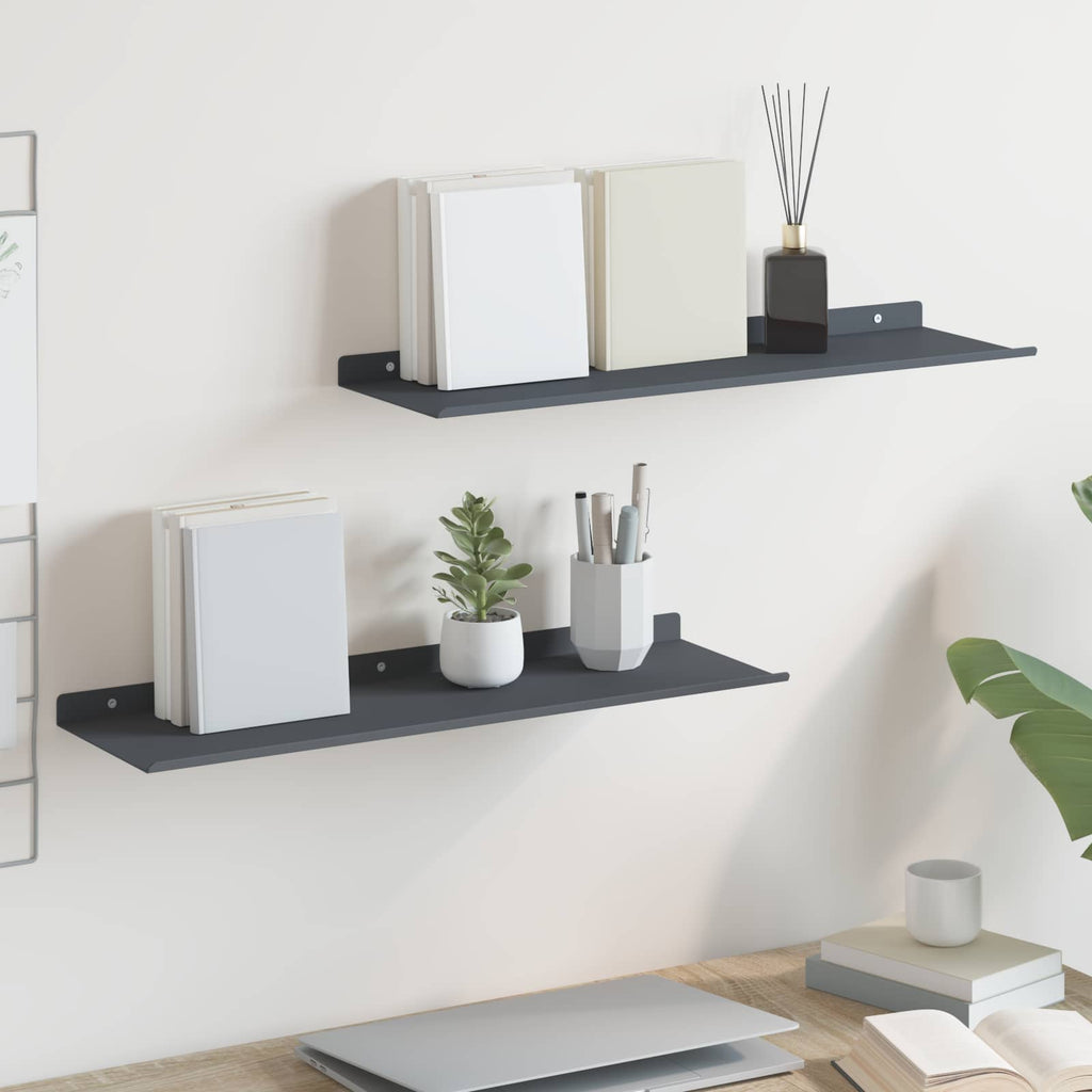 Schwebendes Regal 2 pcs Anthrazit 60 x 18 x 2,5 cm Stahl