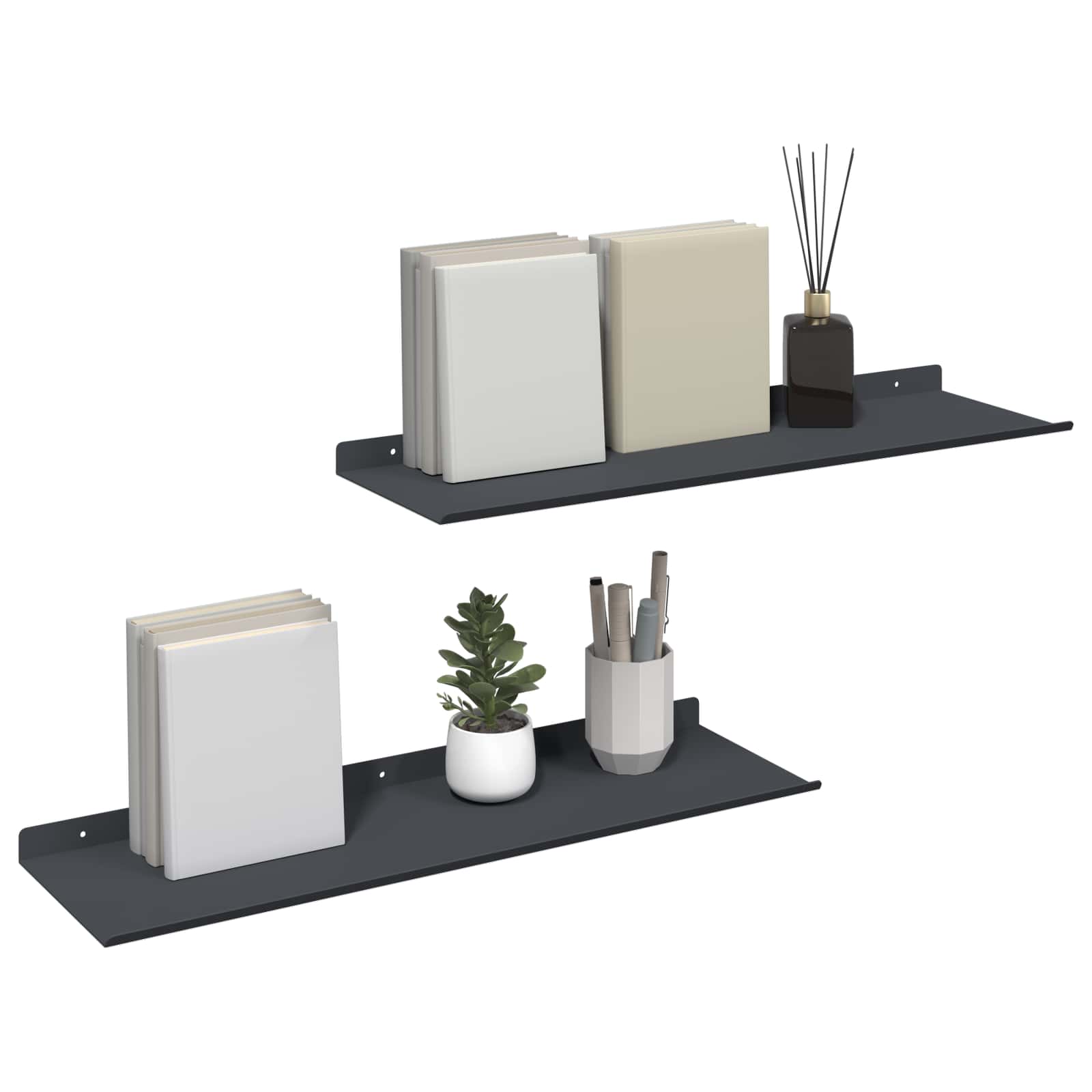 Schwebendes Regal 2 pcs Anthrazit 60 x 18 x 2,5 cm Stahl