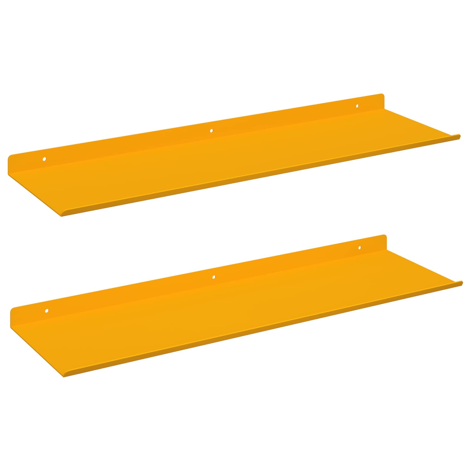 Schwebendes Regal 2 pcs Senfgelb 60 x 18 x 2,5 cm Stahl