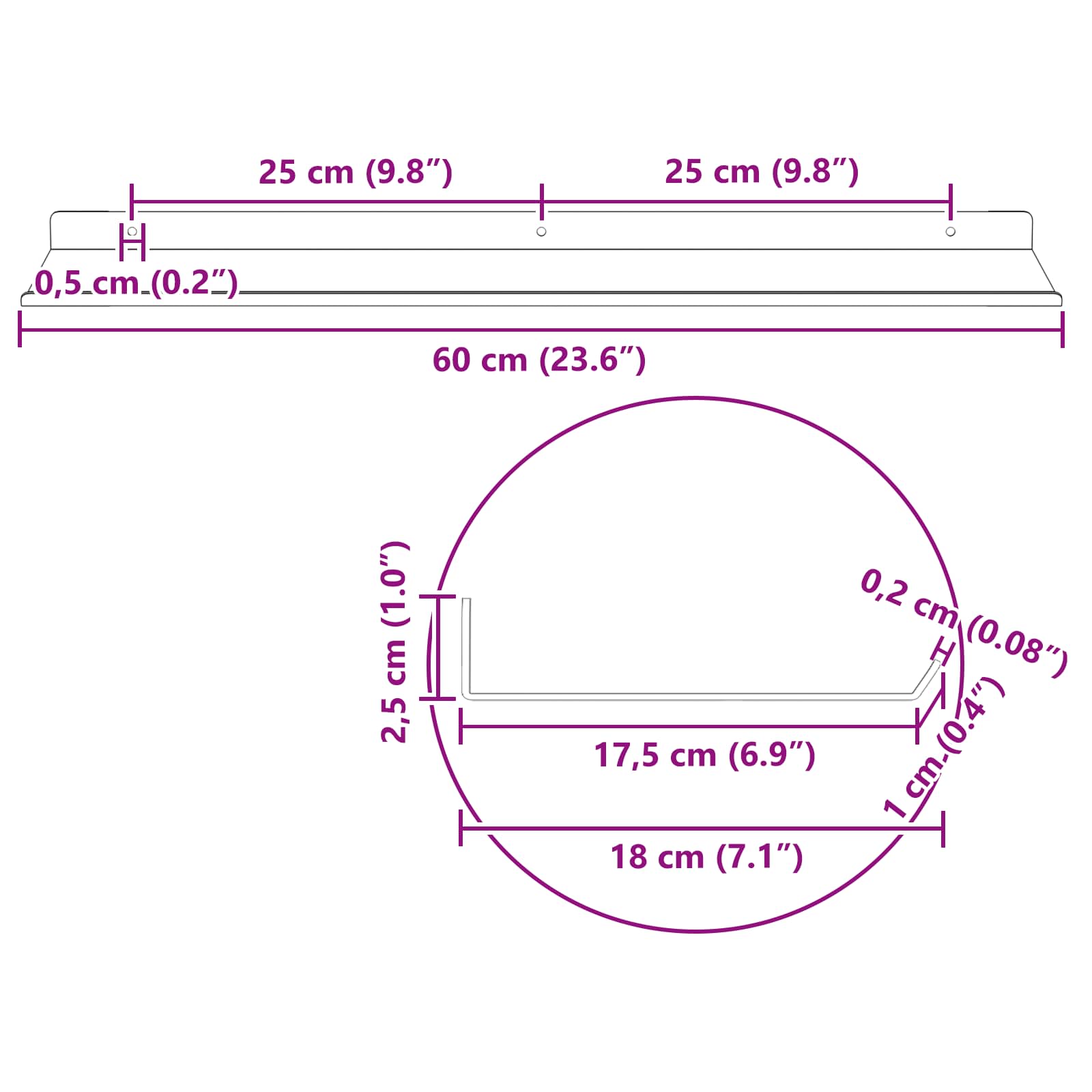 Schwebendes Regal 2 pcs Senfgelb 60 x 18 x 2,5 cm Stahl