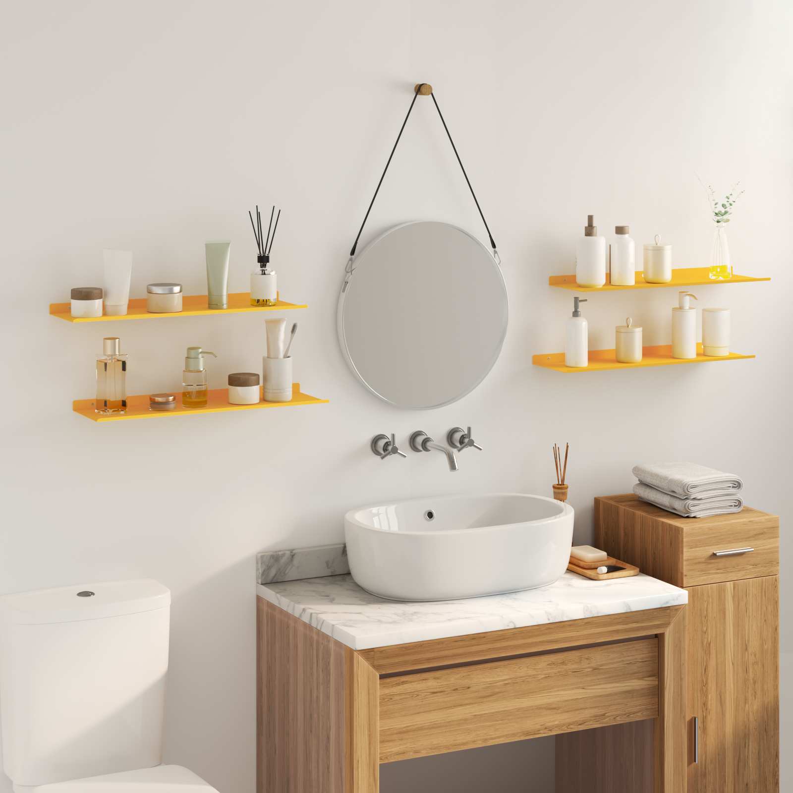 Schwebendes Regal 4 pcs Senfgelb 60 x 18 x 2,5 cm Stahl