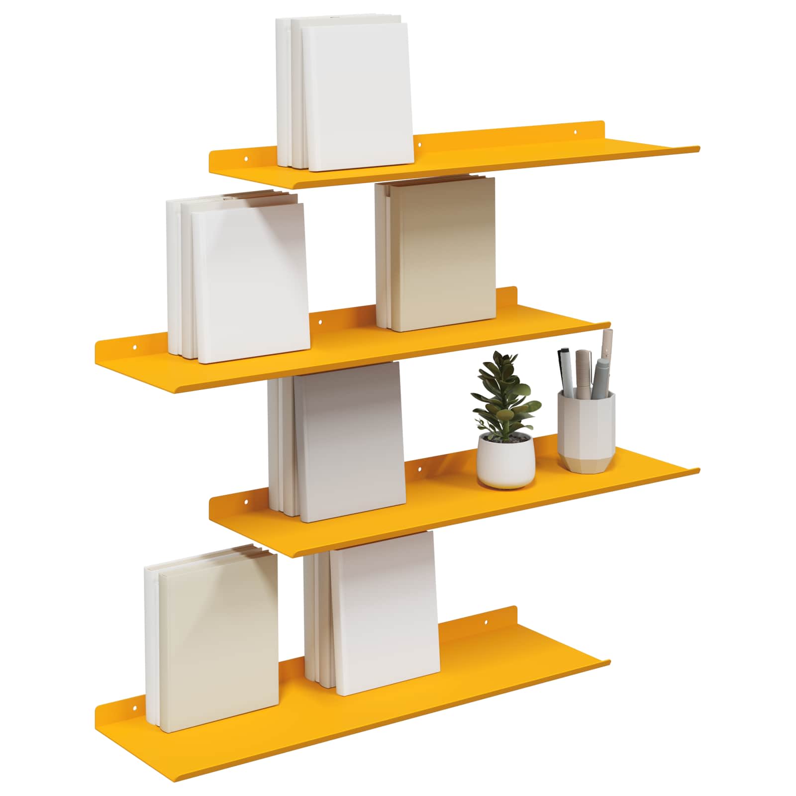 Schwebendes Regal 4 pcs Senfgelb 60 x 18 x 2,5 cm Stahl