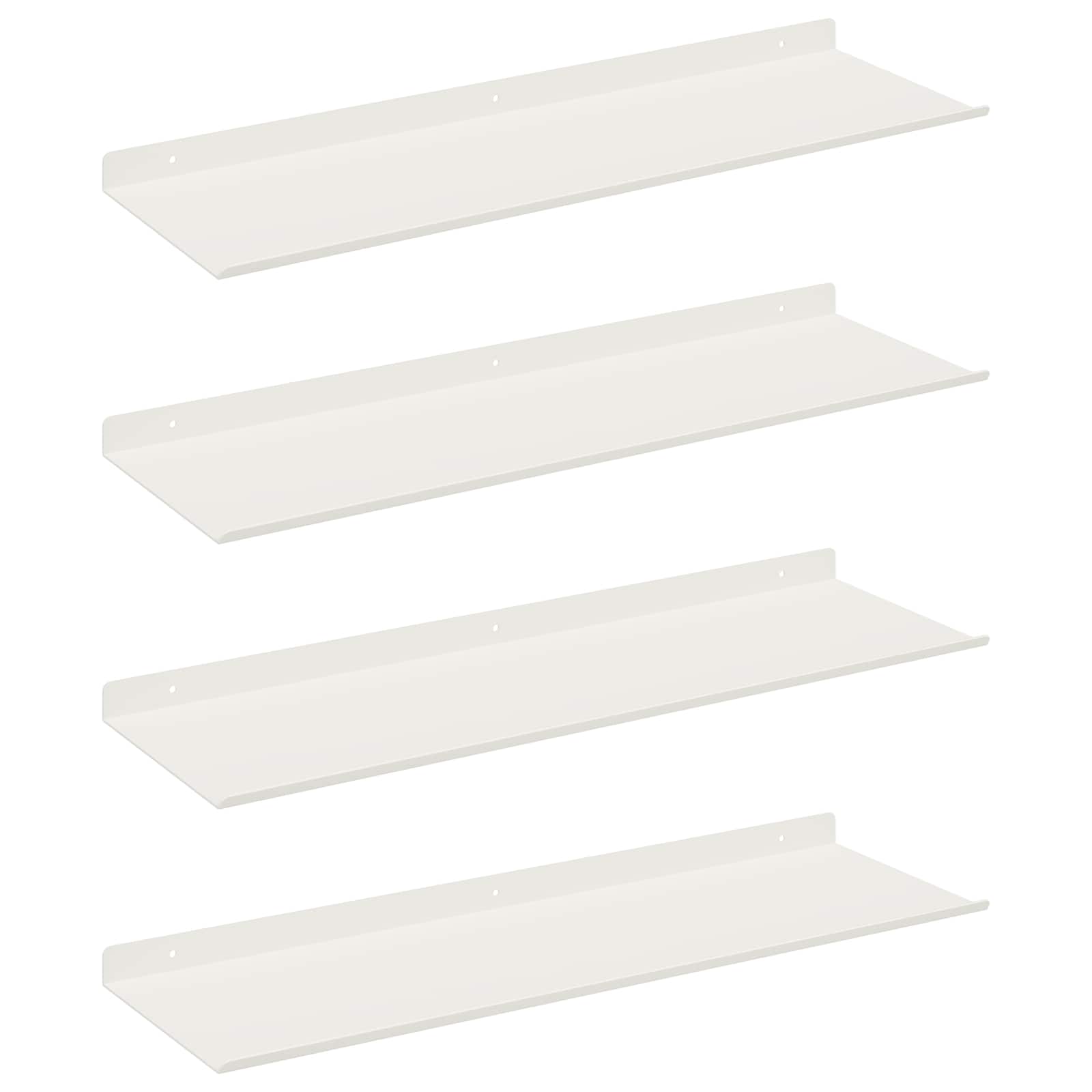Schwebendes Regal 4 pcs Weiß 60 x 18 x 2,5 cm Stahl