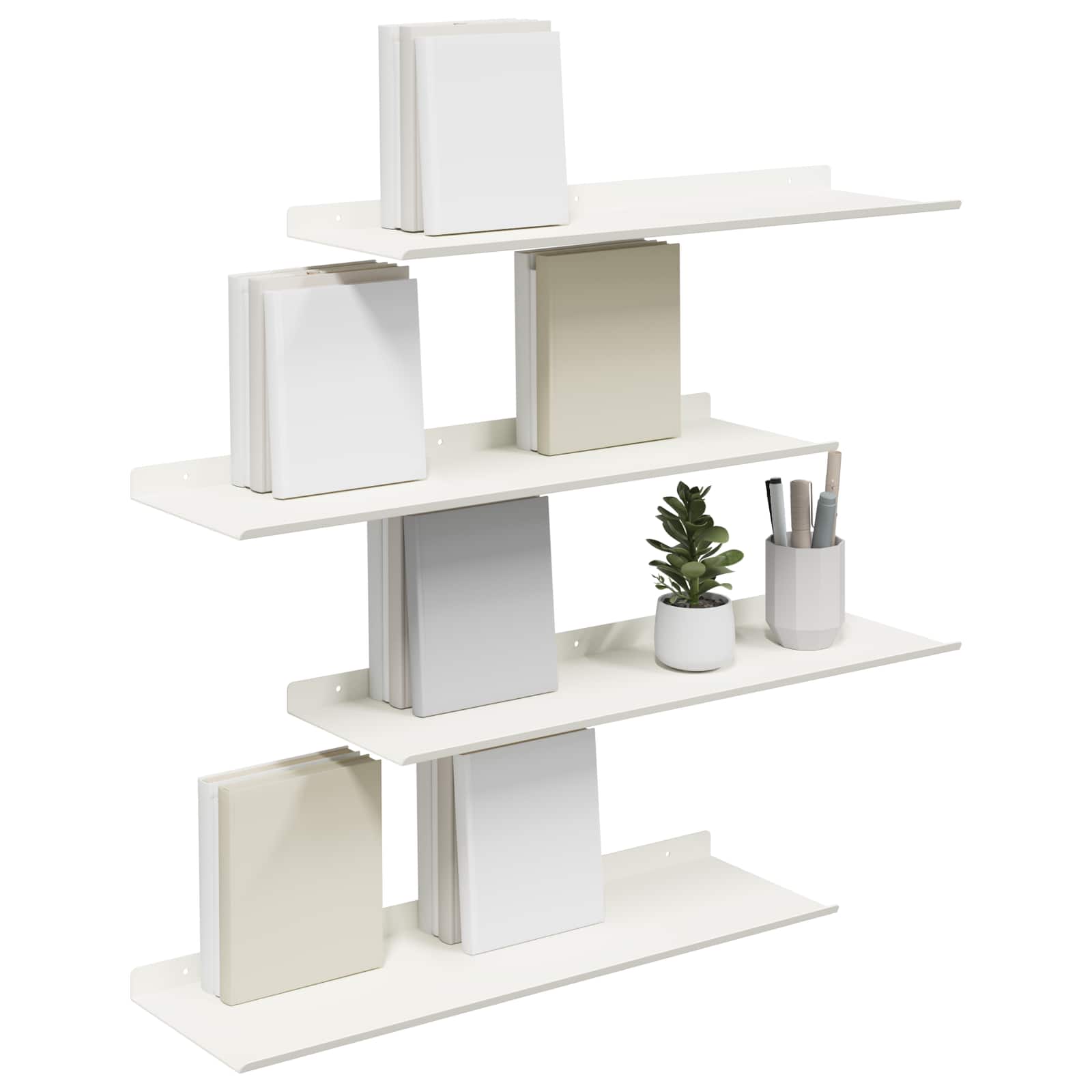 Schwebendes Regal 4 pcs Weiß 60 x 18 x 2,5 cm Stahl