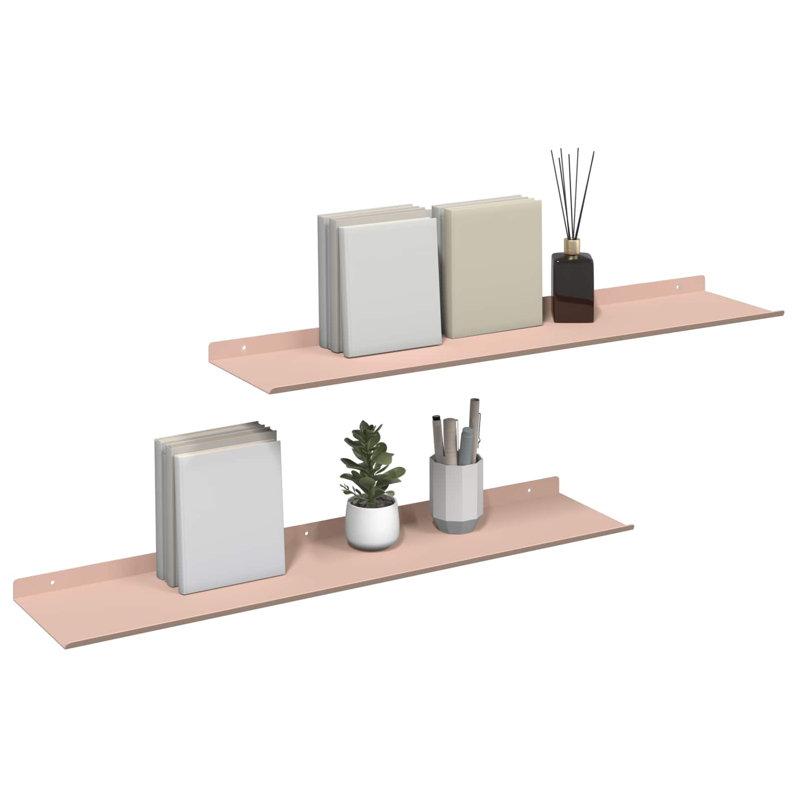 Schwebendes Regal 2 pcs Rosa 80 x 18 x 2,5 cm Stahl