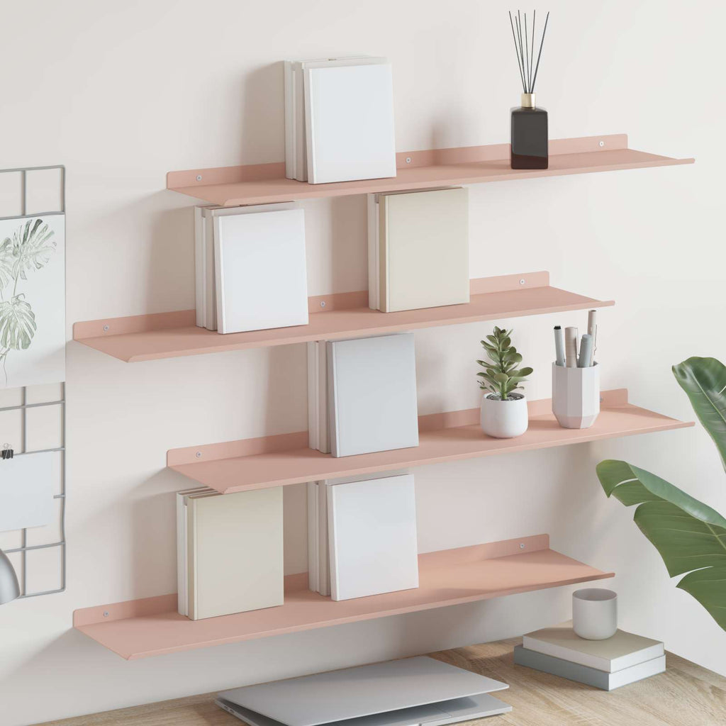 Schwebendes Regal 4 pcs Rosa 80 x 18 x 2,5 cm Stahl